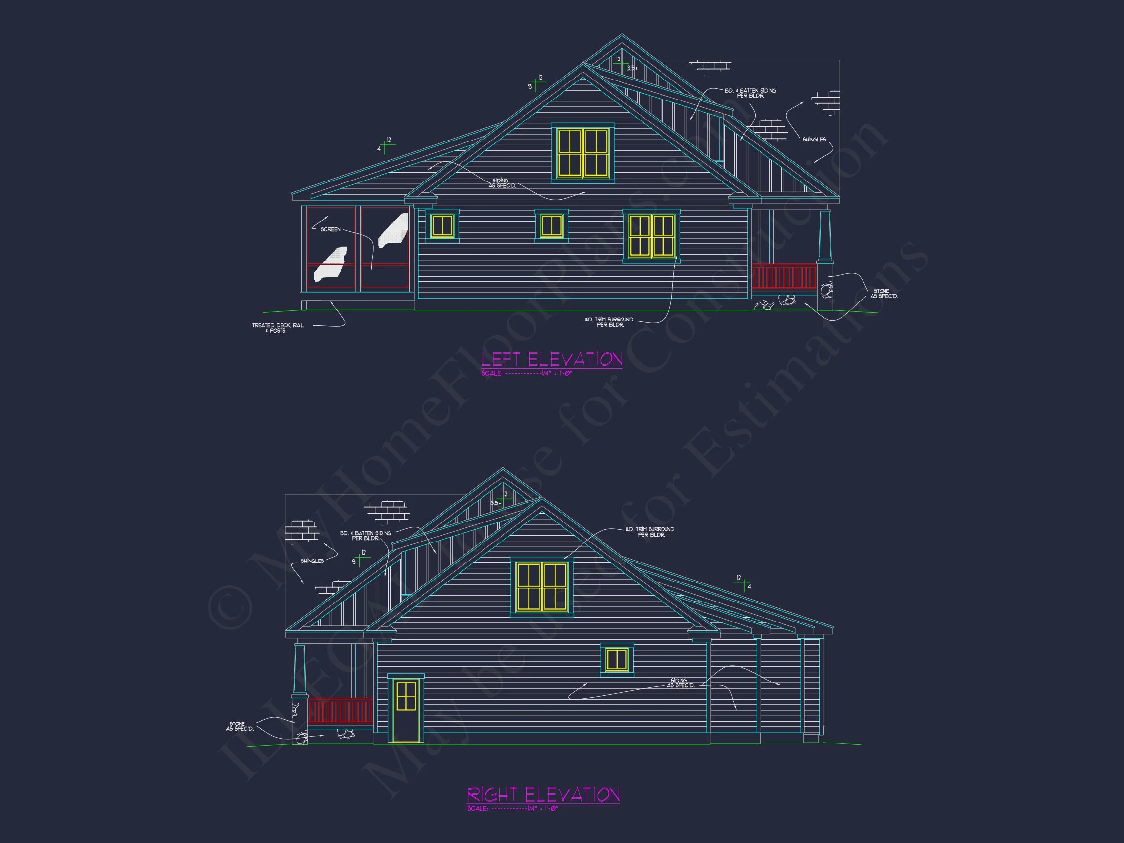 Craftsman house Plan with CAD Blueprint and Floor Designs
