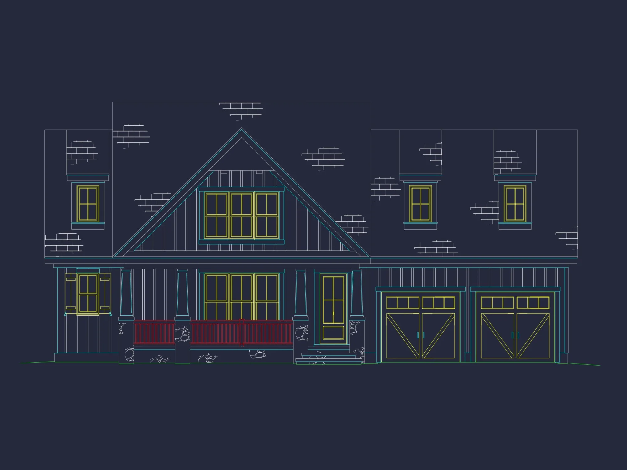 Craftsman house Plan with CAD Blueprint and Floor Designs