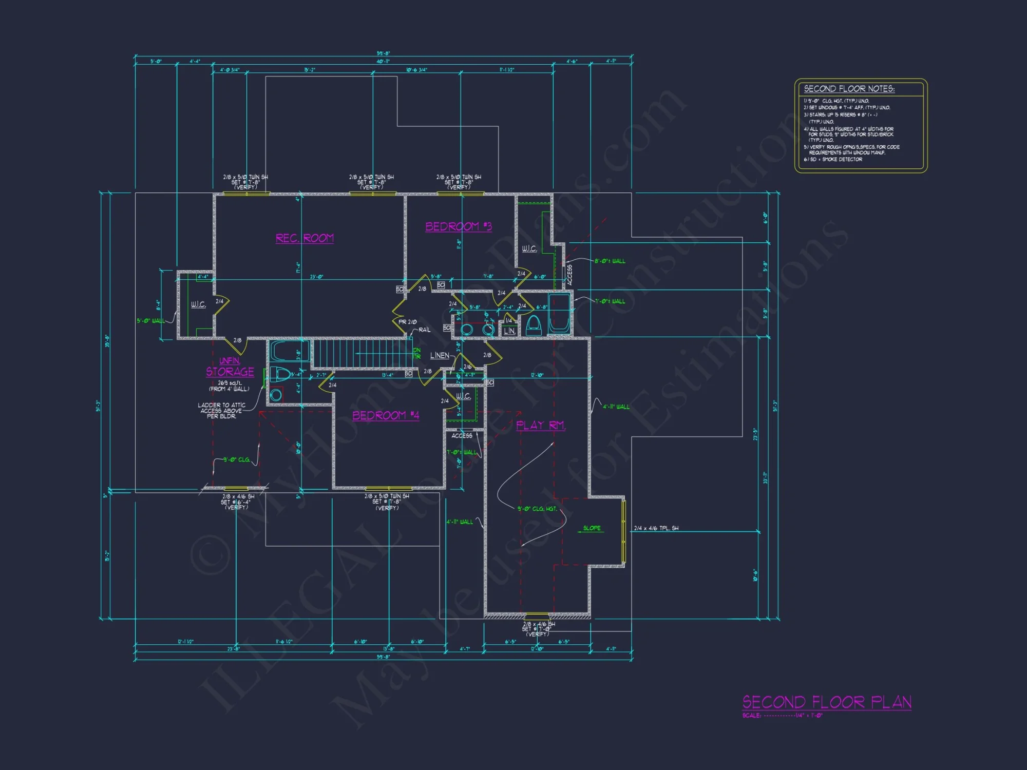 Modern house Floor Plan - Blueprint with 2-Story Design & Features
