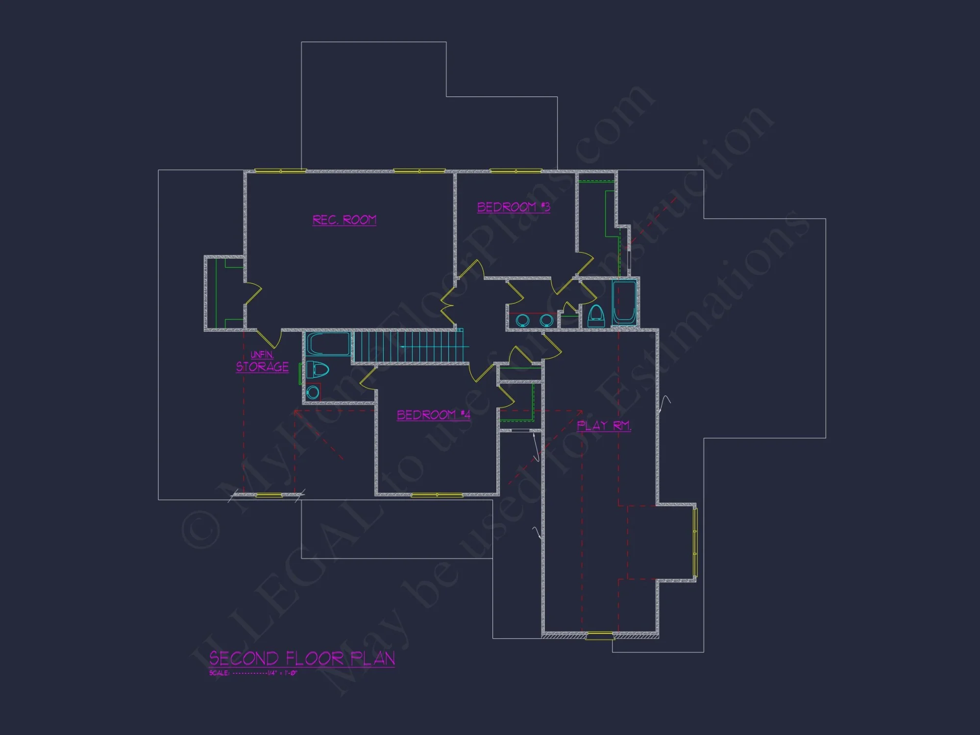 Modern house Floor Plan - Blueprint with 2-Story Design & Features