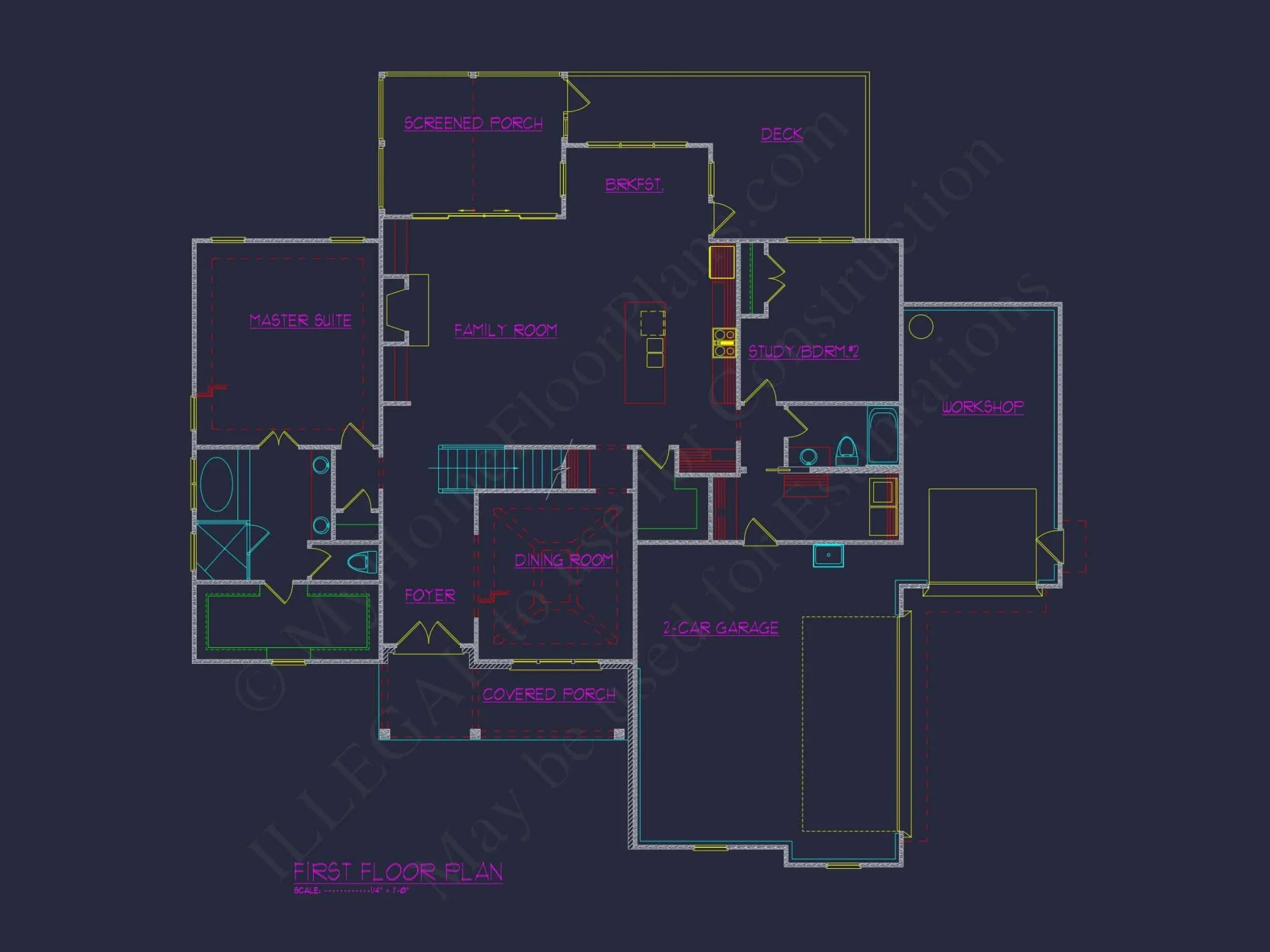 Modern house Floor Plan - Blueprint with 2-Story Design & Features