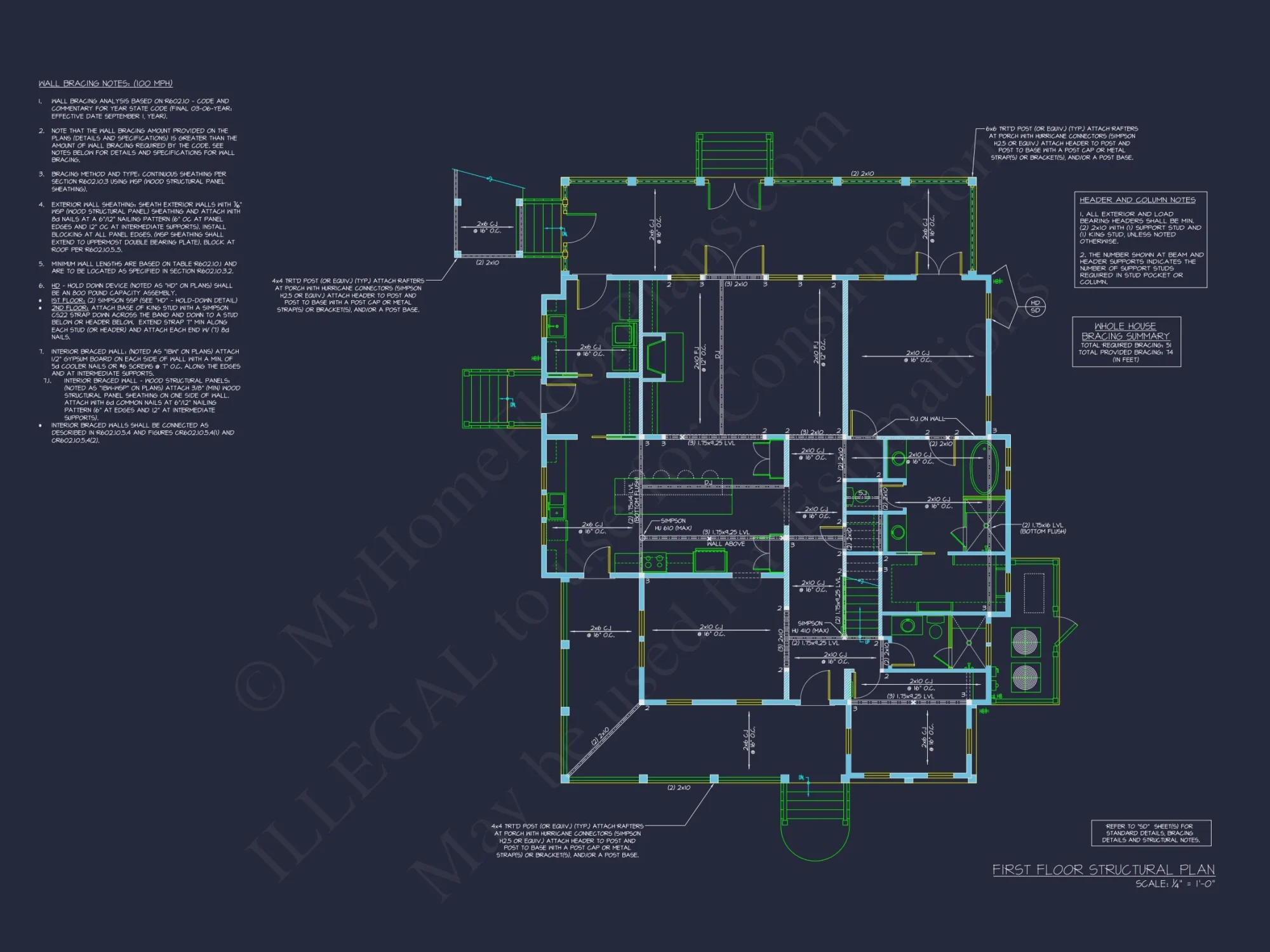Coastal house Plan with 2 Floors, CAD Designs & Garage Space