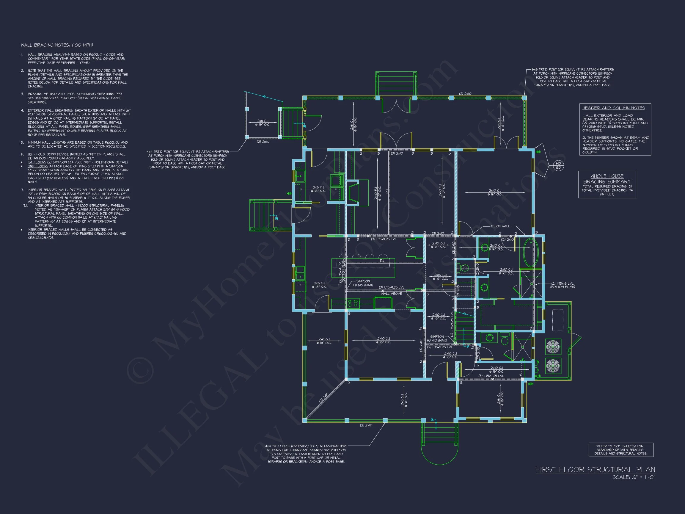 Coastal house Plan with 2 Floors, CAD Designs & Garage Space
