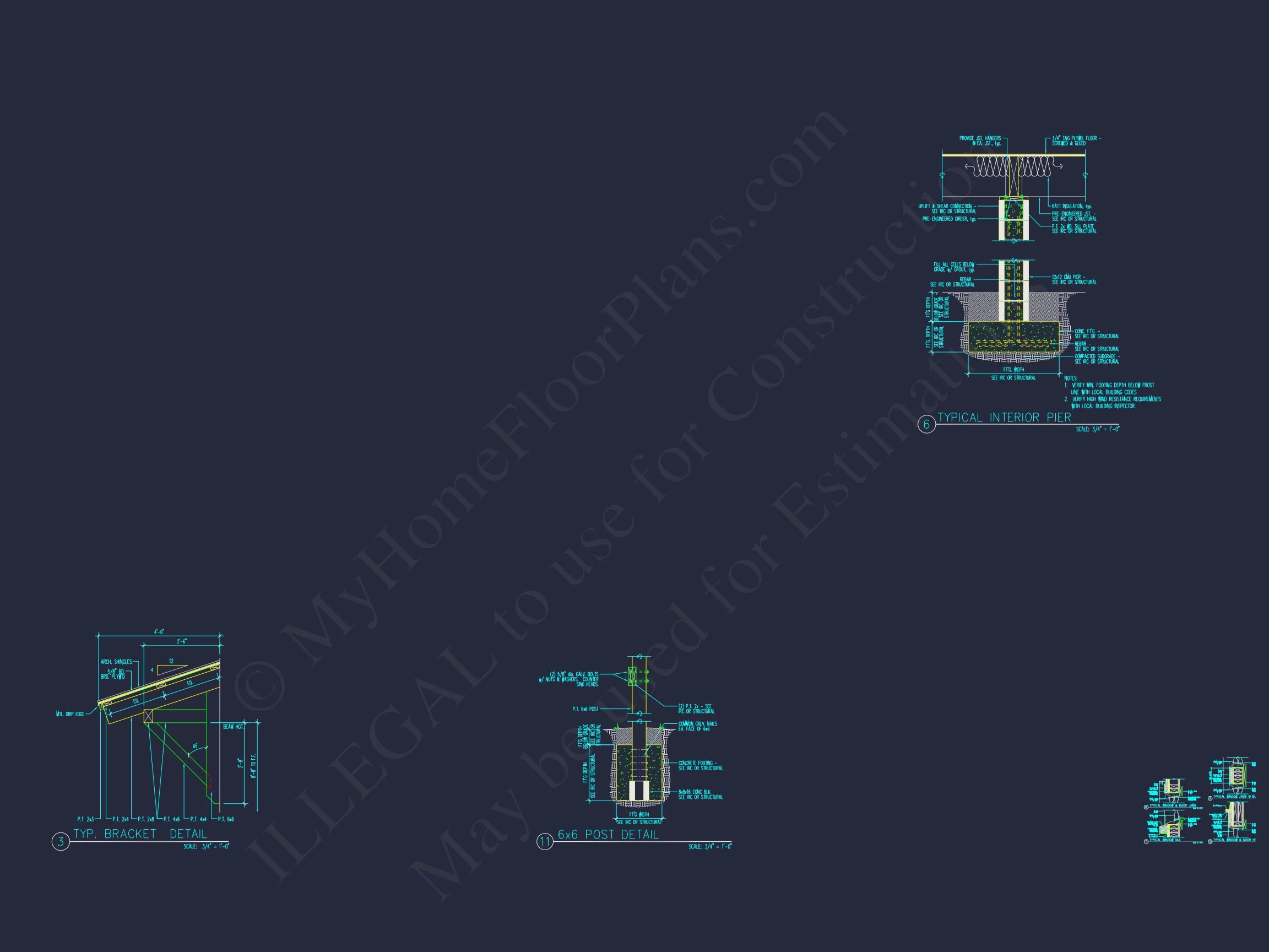 Coastal house Plan with 2 Floors, CAD Designs & Garage Space