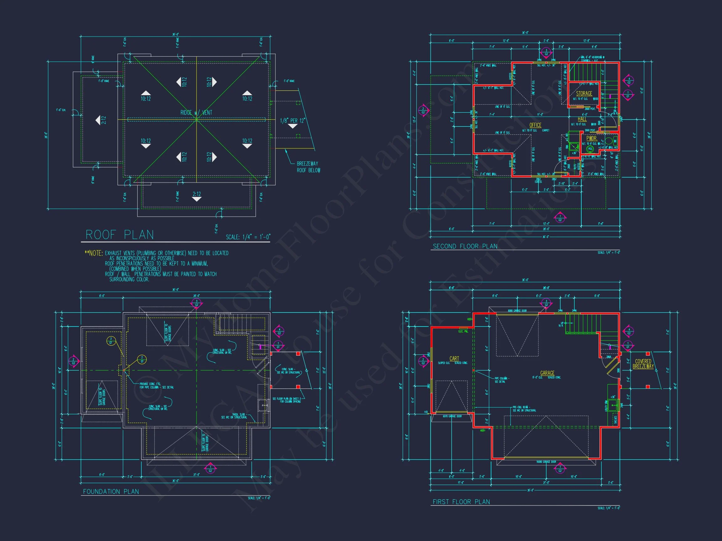 Coastal house Plan with 2 Floors, CAD Designs & Garage Space