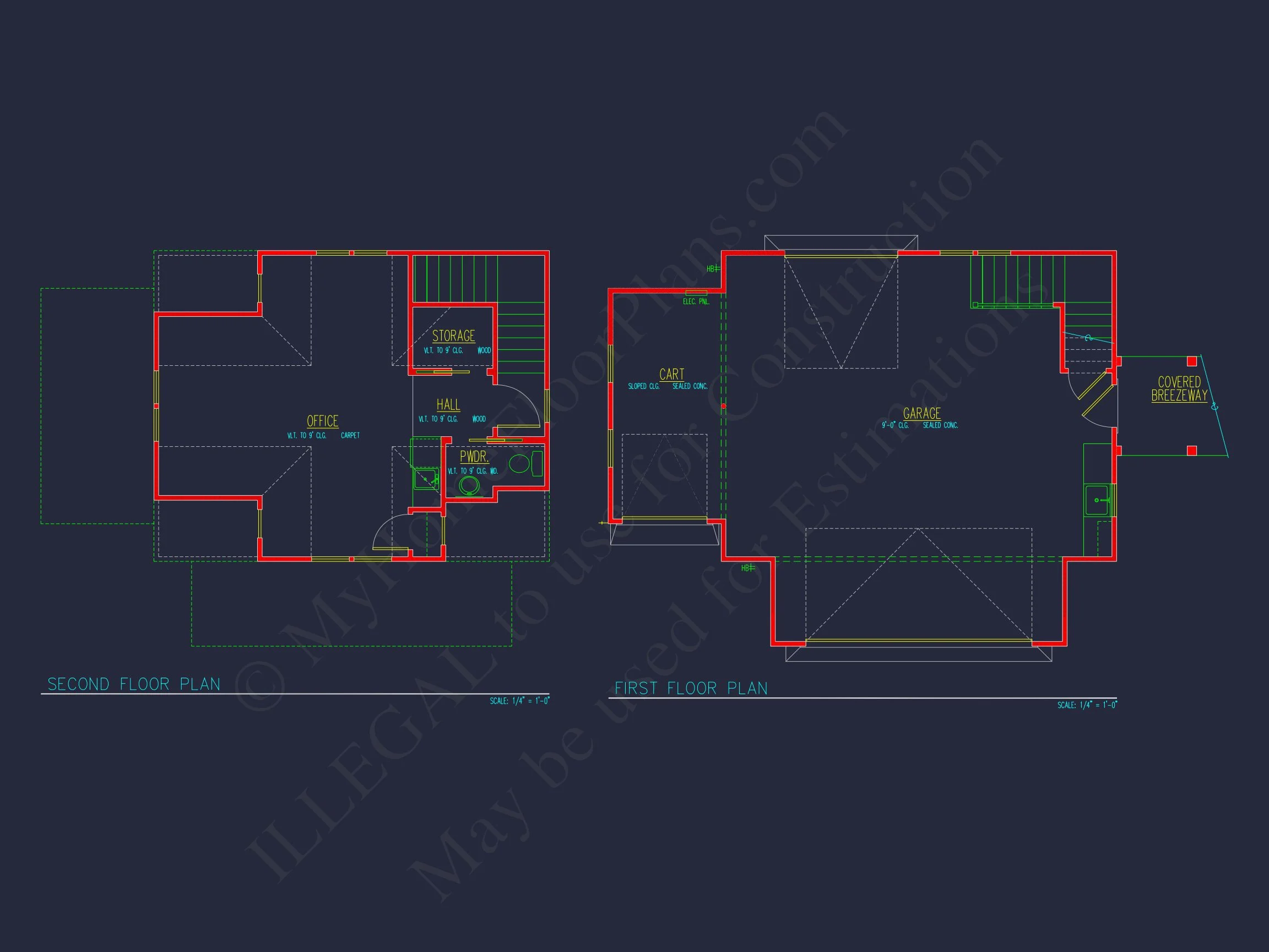 Coastal house Plan with 2 Floors, CAD Designs & Garage Space