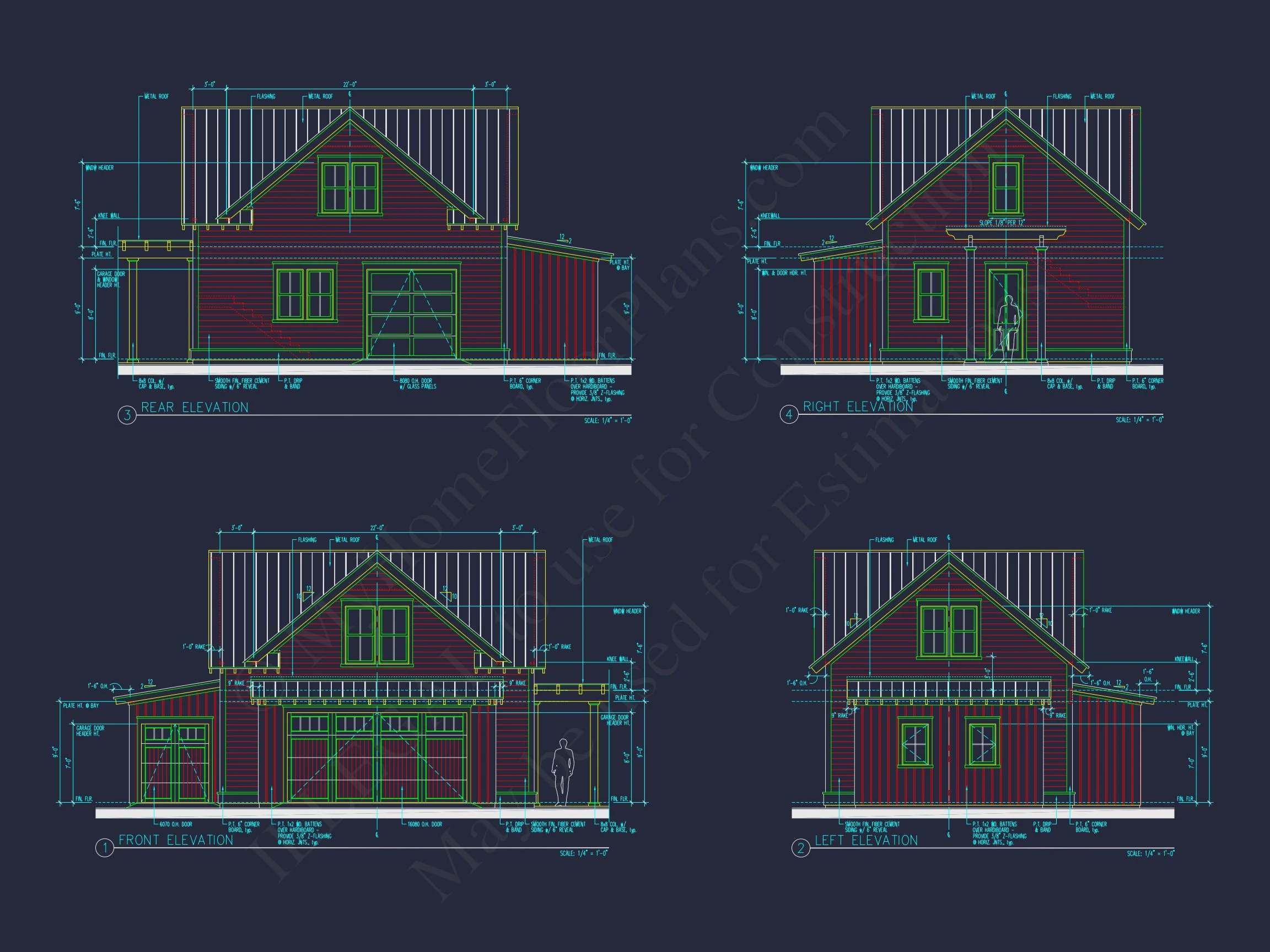 Coastal house Plan with 2 Floors, CAD Designs & Garage Space
