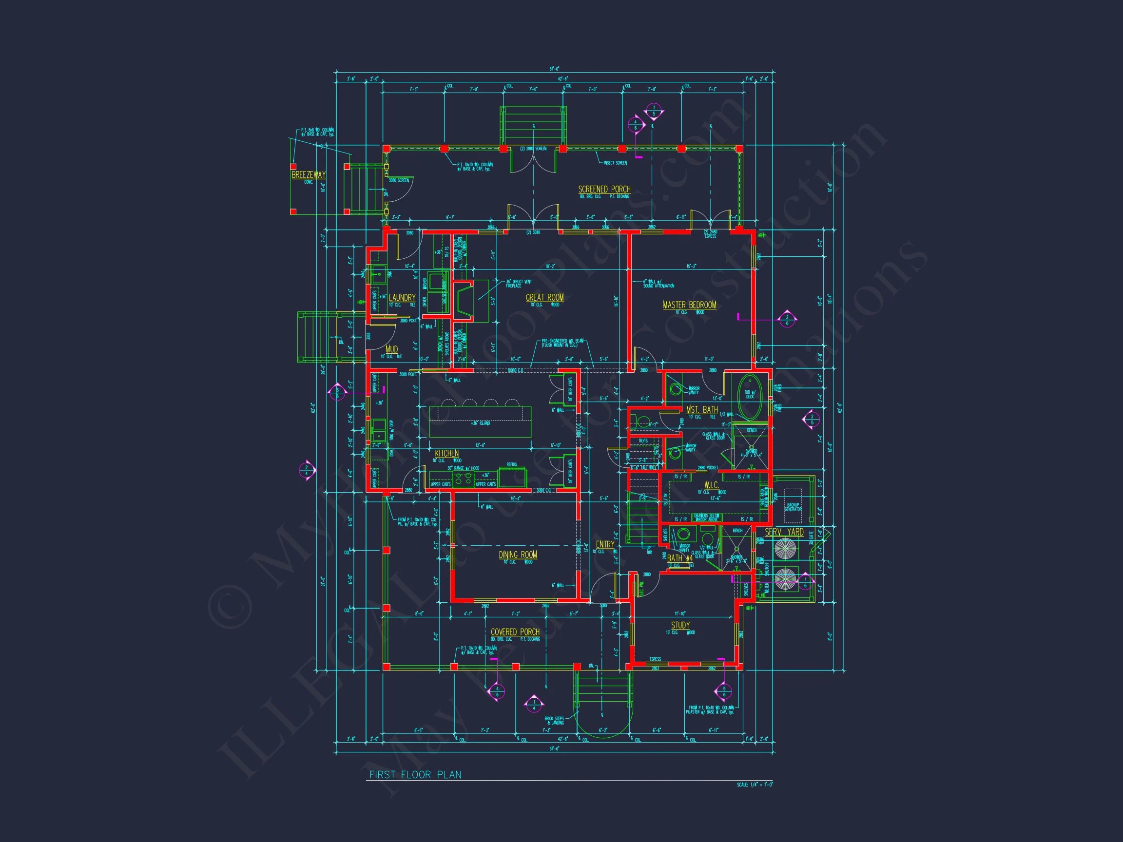 Coastal house Plan with 2 Floors, CAD Designs & Garage Space
