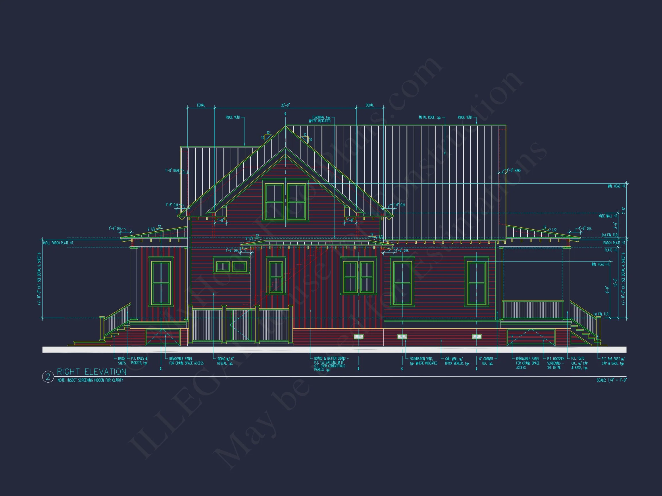 Coastal house Plan with 2 Floors, CAD Designs & Garage Space