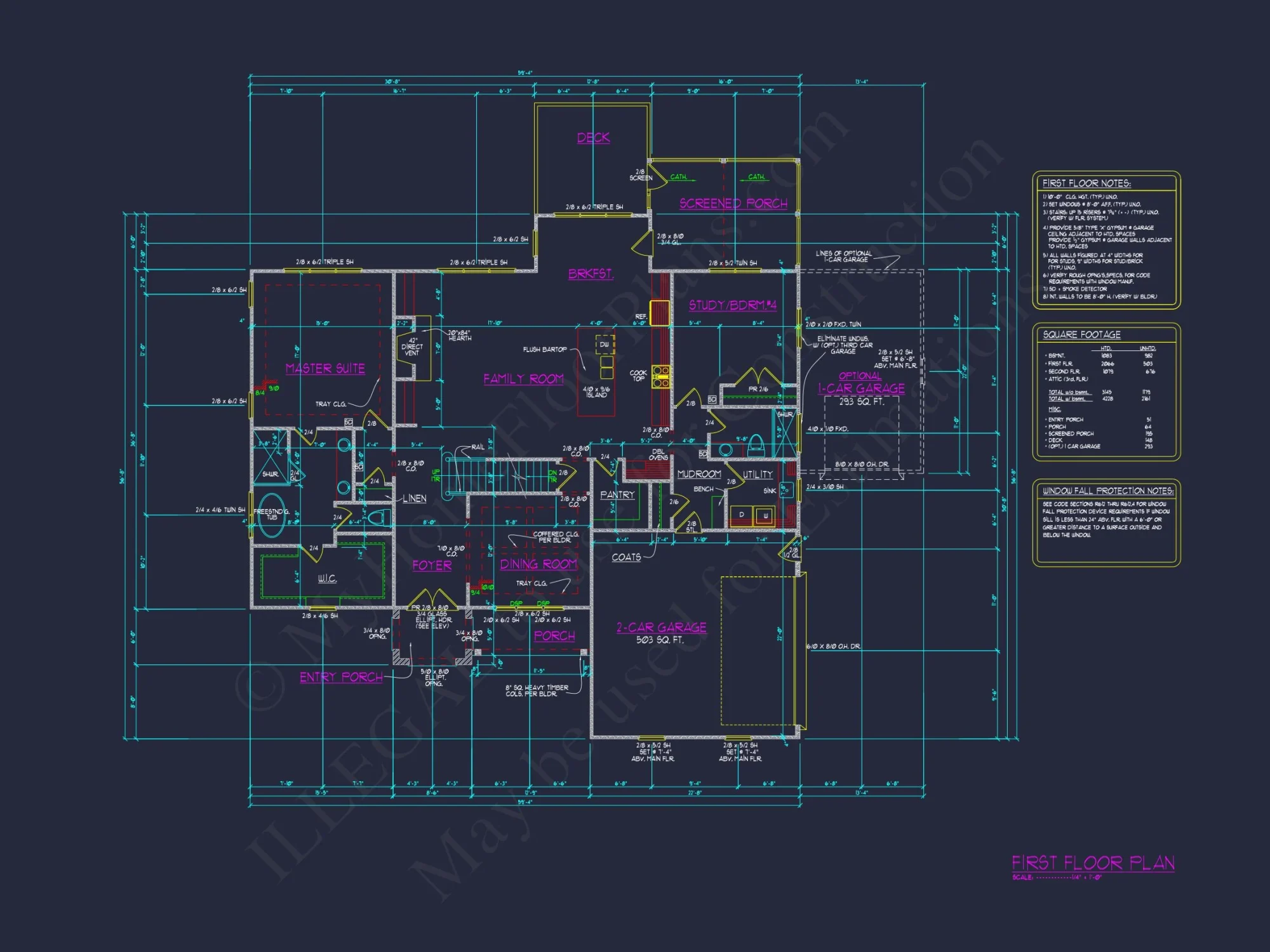 Stunning house Plan with Open Floor Design & CAD Blueprint