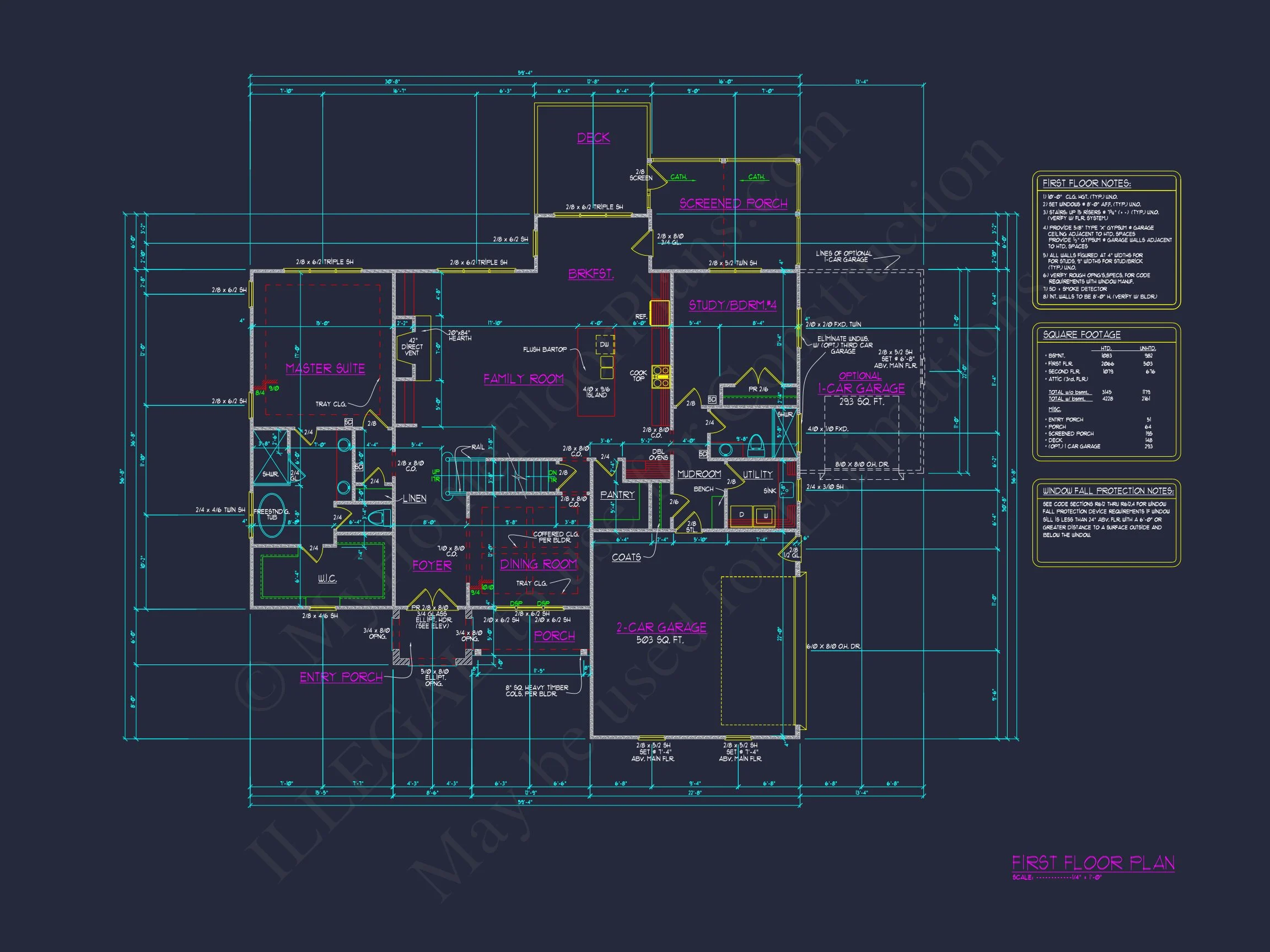 Stunning house Plan with Open Floor Design & CAD Blueprint