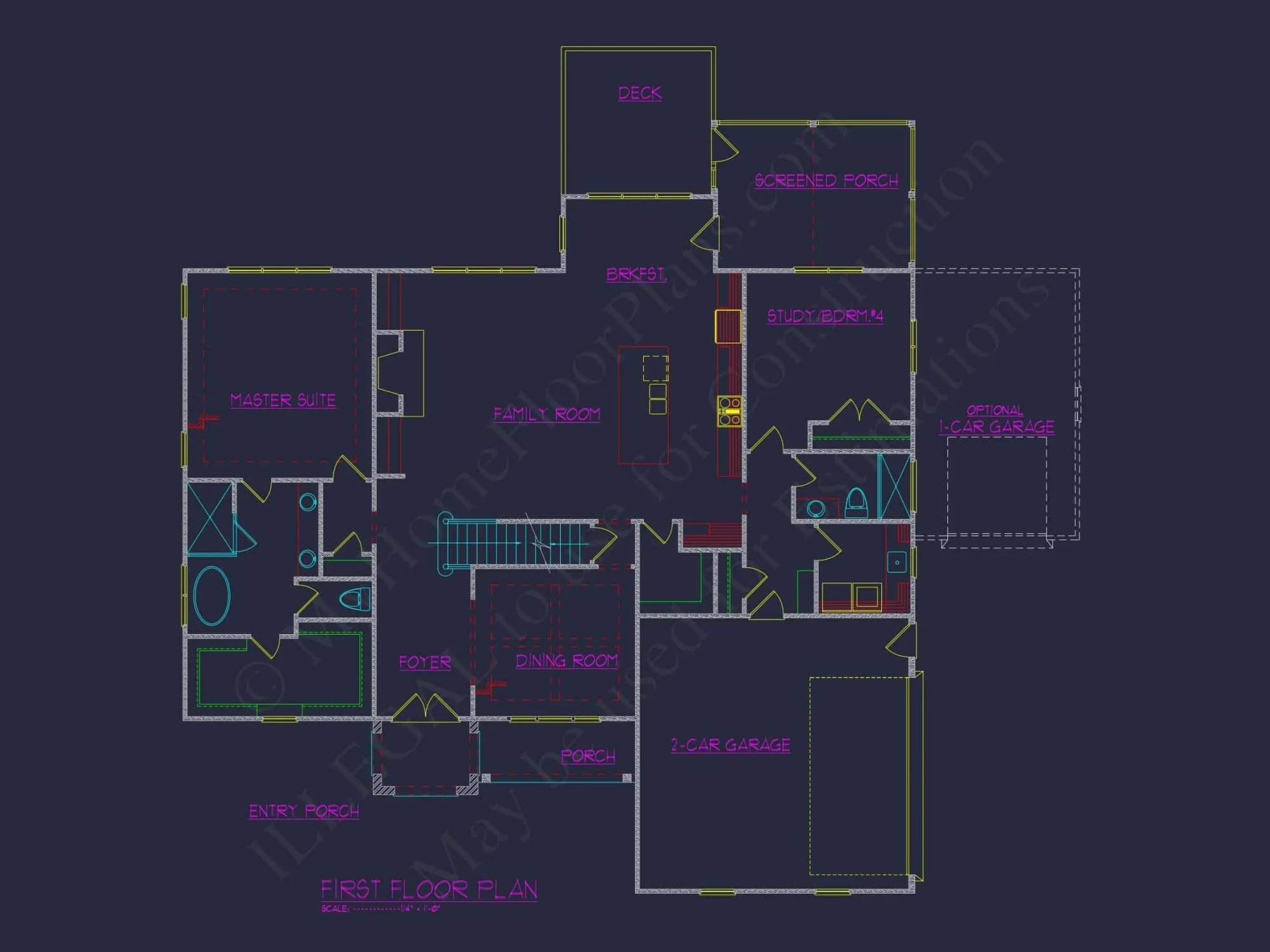 Stunning house Plan with Open Floor Design & CAD Blueprint