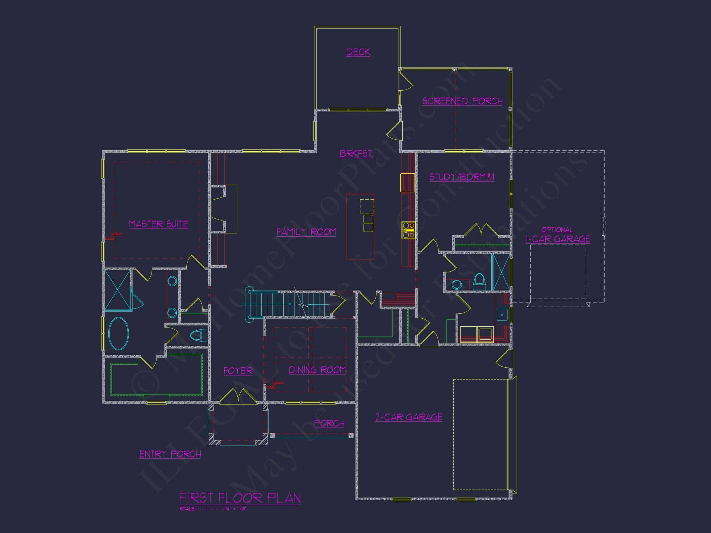 Stunning house Plan with Open Floor Design & CAD Blueprint