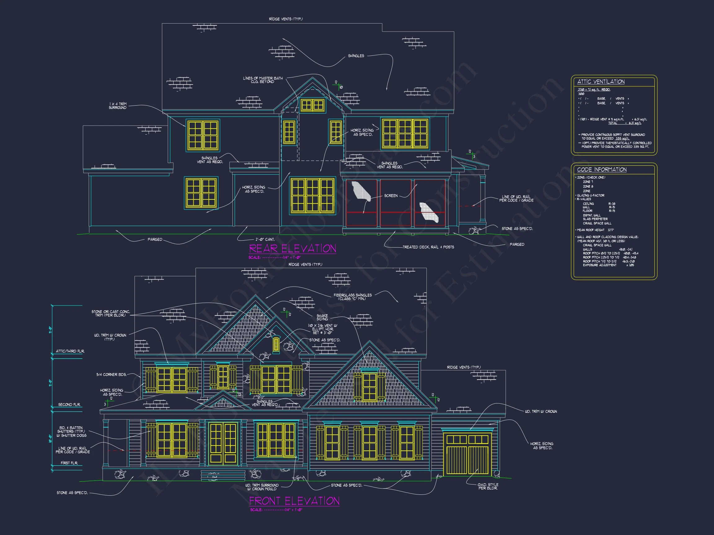 16-1481 HOUSE PLAN - Elegant 2.5 Story House Plan with Spacious CAD Designs 3 Elegant 2.5 Story house Plan with Spacious CAD Designs