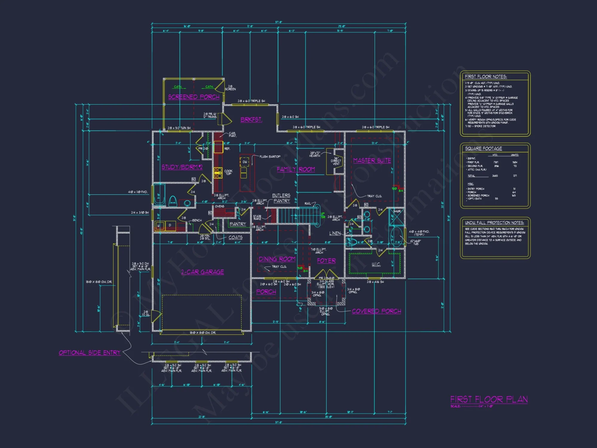 Modern Craftsman house Plan with 2 Floors and 4 Bedrooms