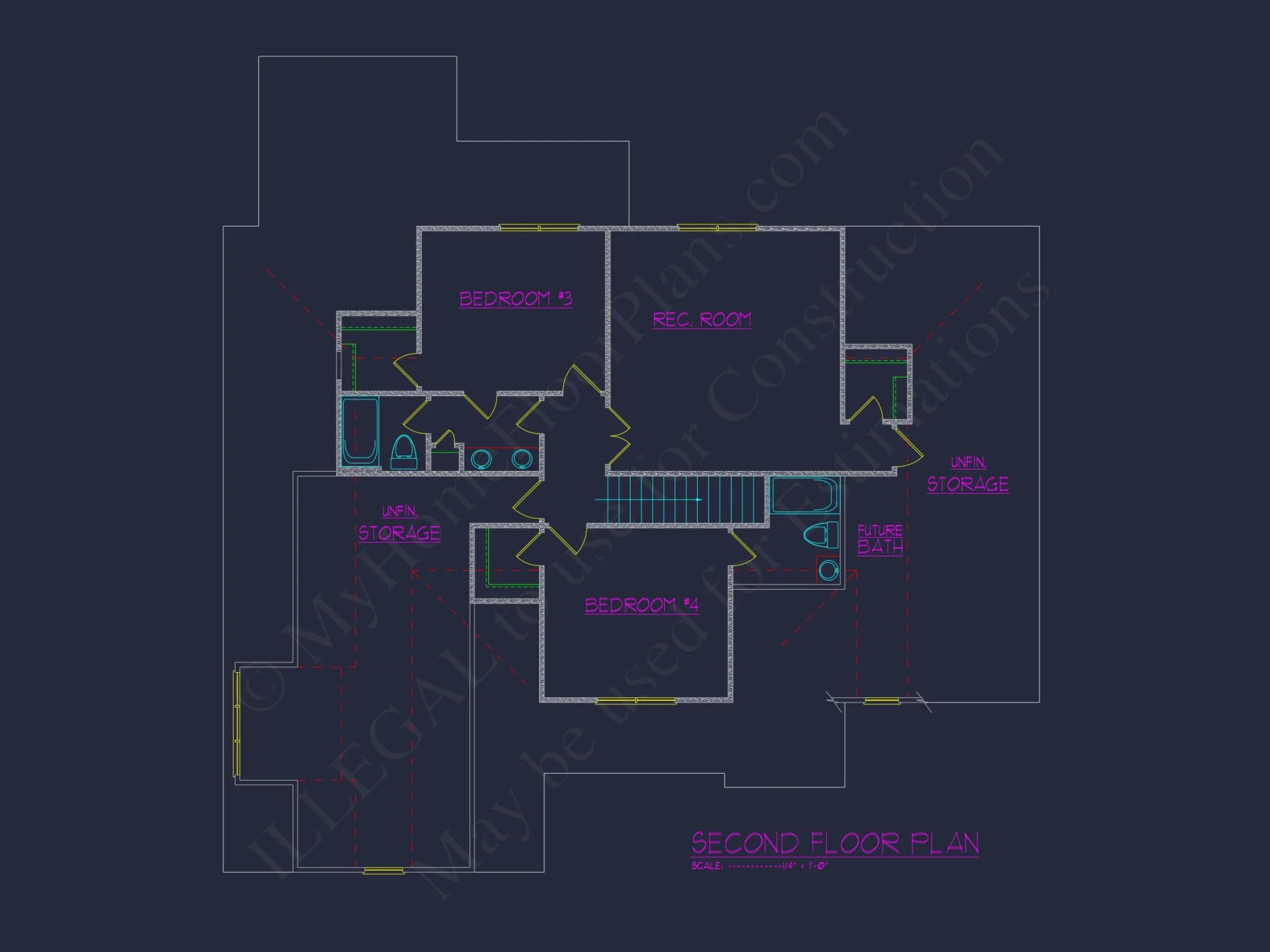 Modern Craftsman house Plan with 2 Floors and 4 Bedrooms