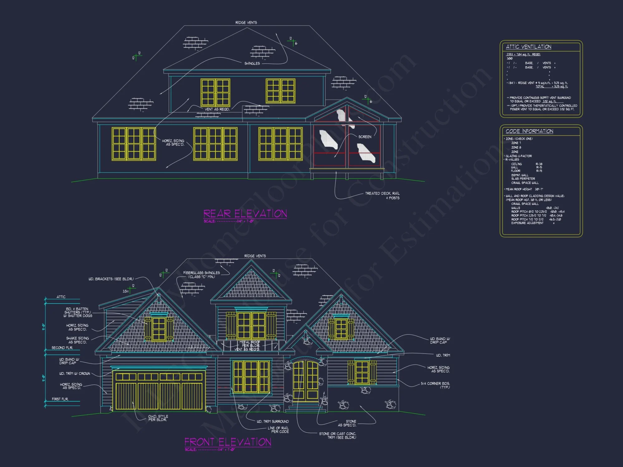 Modern Craftsman house Plan with 2 Floors and 4 Bedrooms