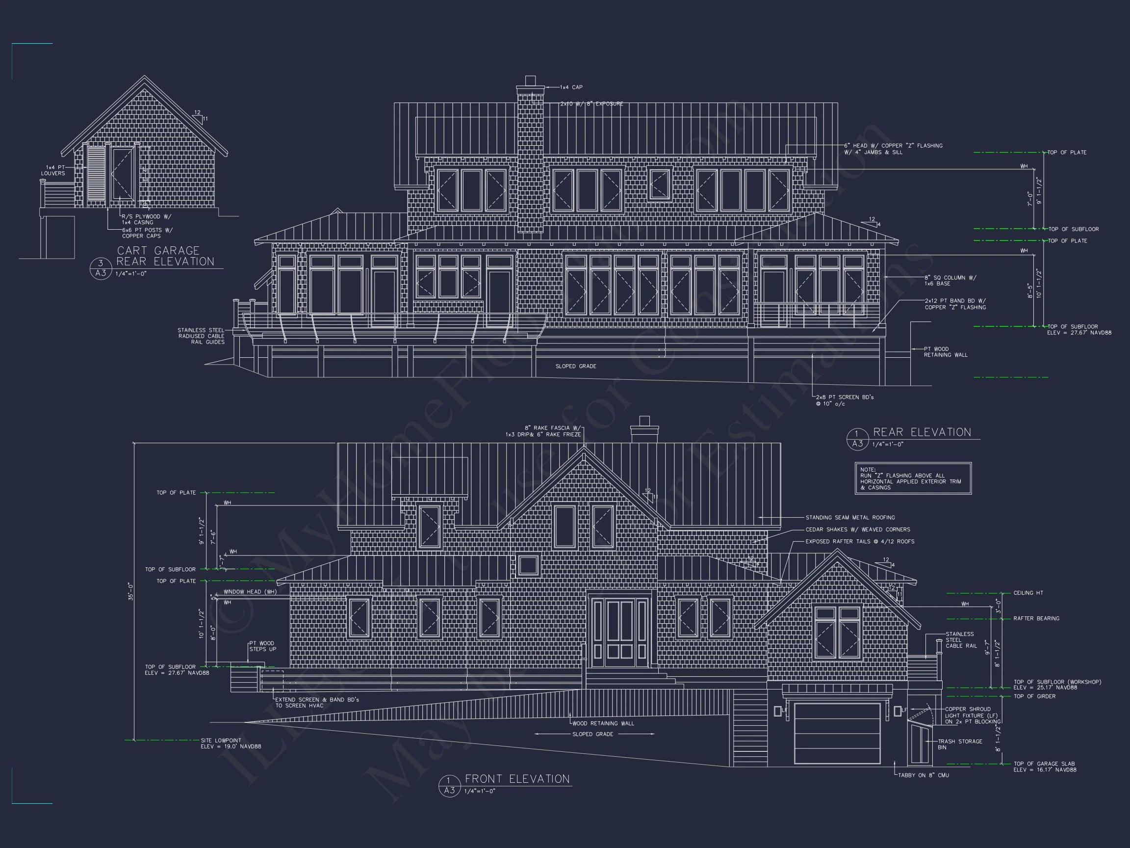 Beach house Plan With 4 Bedrooms, Open Floor Plan & Cart Garage