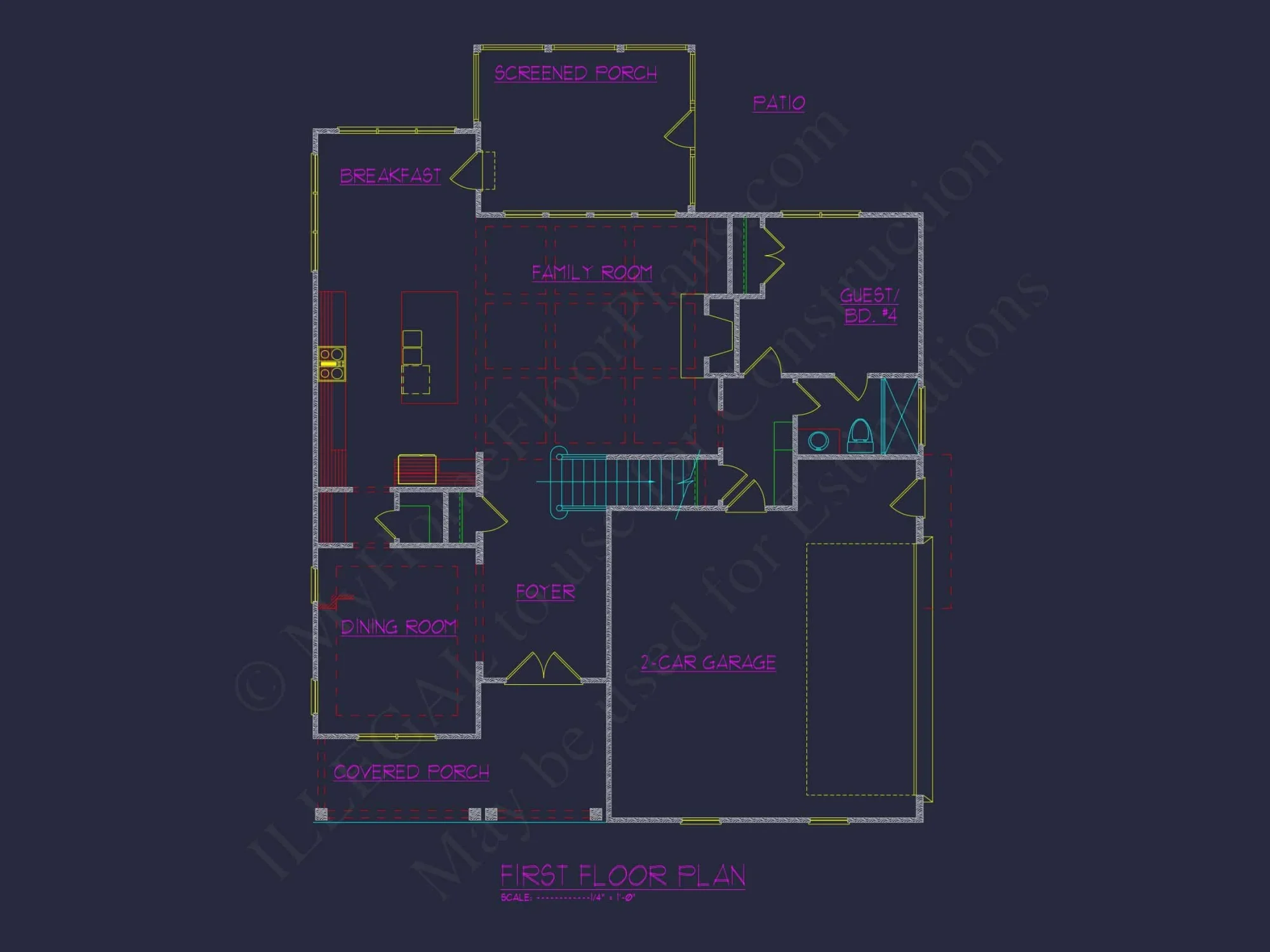 Traditional house Plan with 2 Stories, CAD Designs & Open Floor