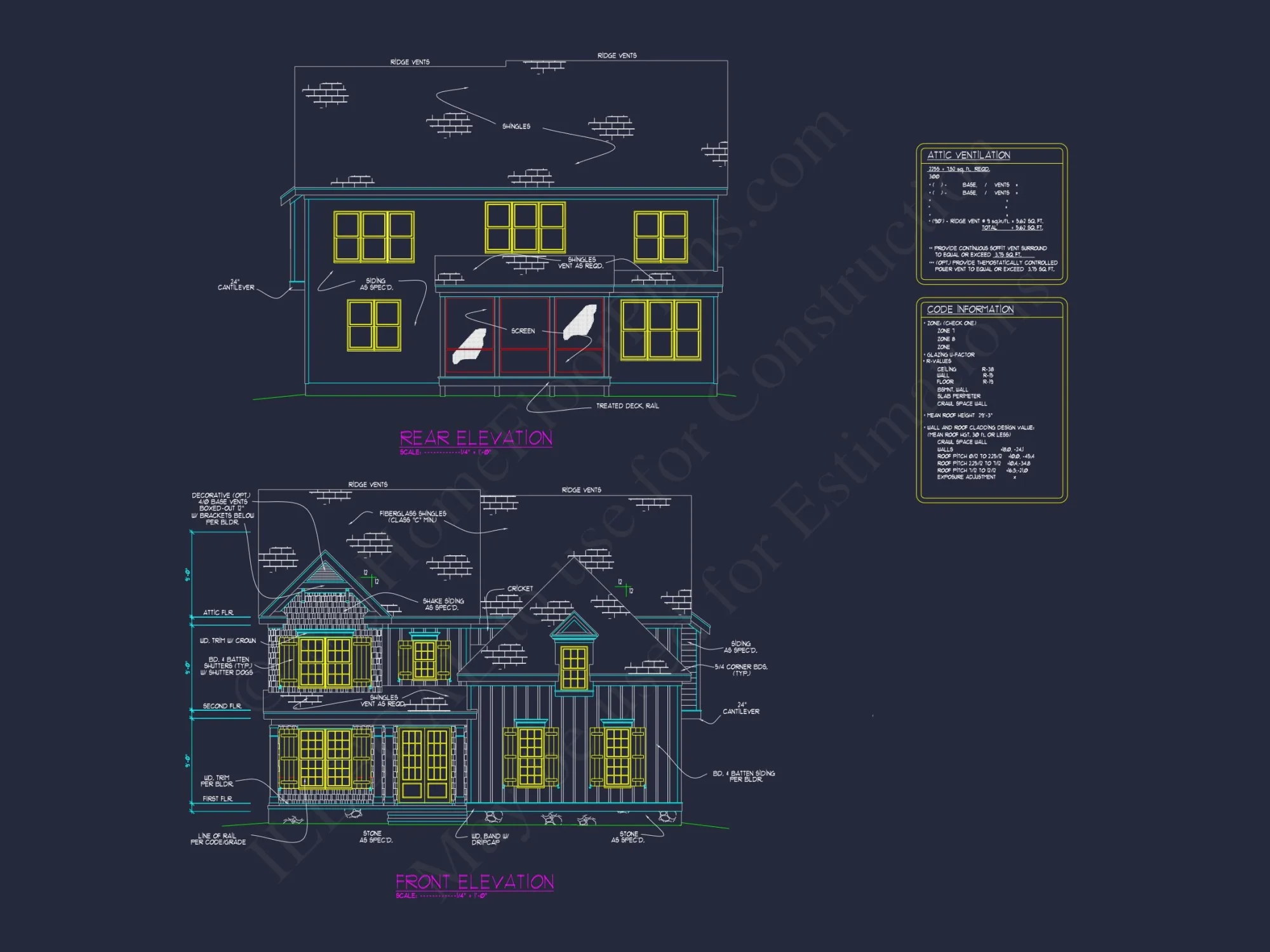 Traditional house Plan with 2 Stories, CAD Designs & Open Floor