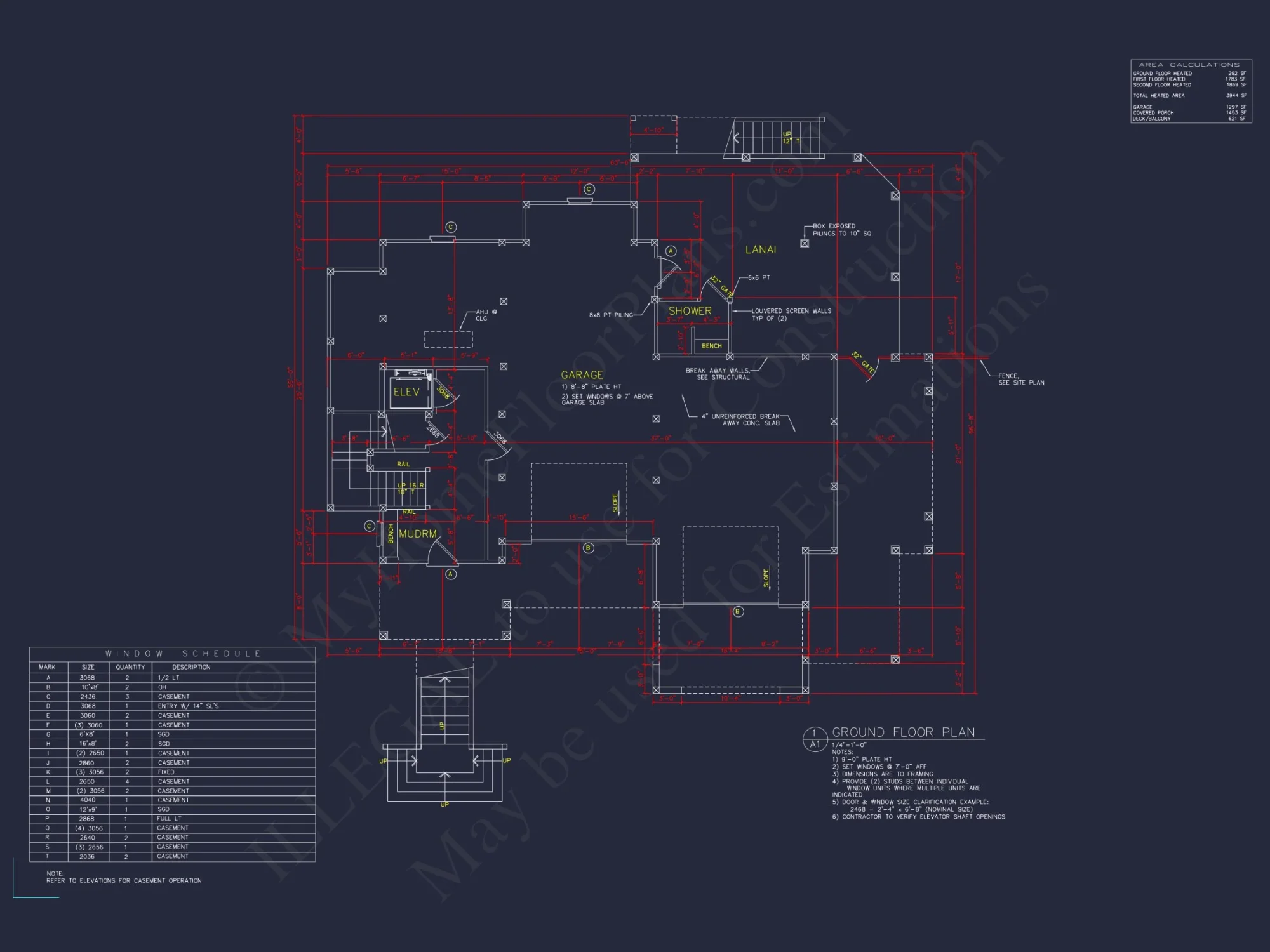 Elevated Beach house Plan with Spacious Floor Design & CAD
