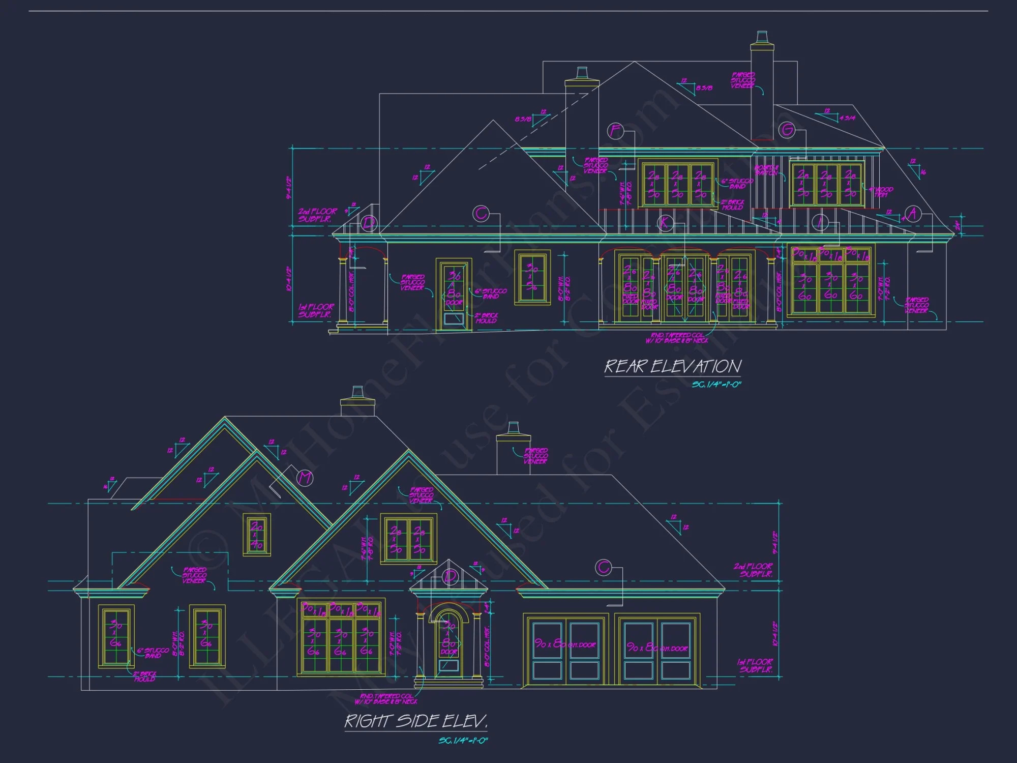 French Country house Plan with 2 Floors, 4 Beds, & CAD Blueprint