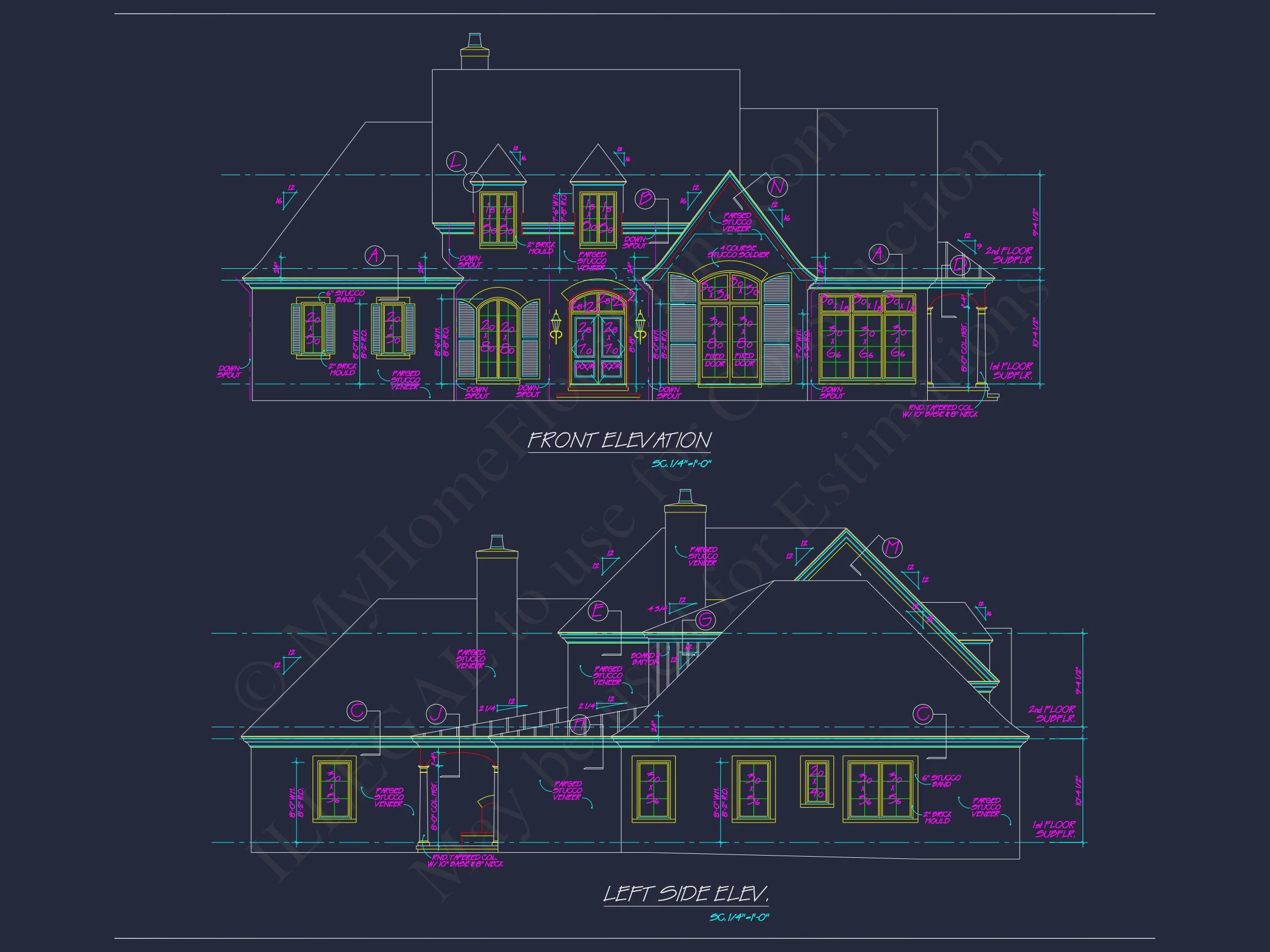 16-1304 HOUSE PLAN - French Country House Plan with 2 Floors, 4 Beds, & CAD Blueprint 8 French Country house Plan with 2 Floors, 4 Beds, & CAD Blueprint