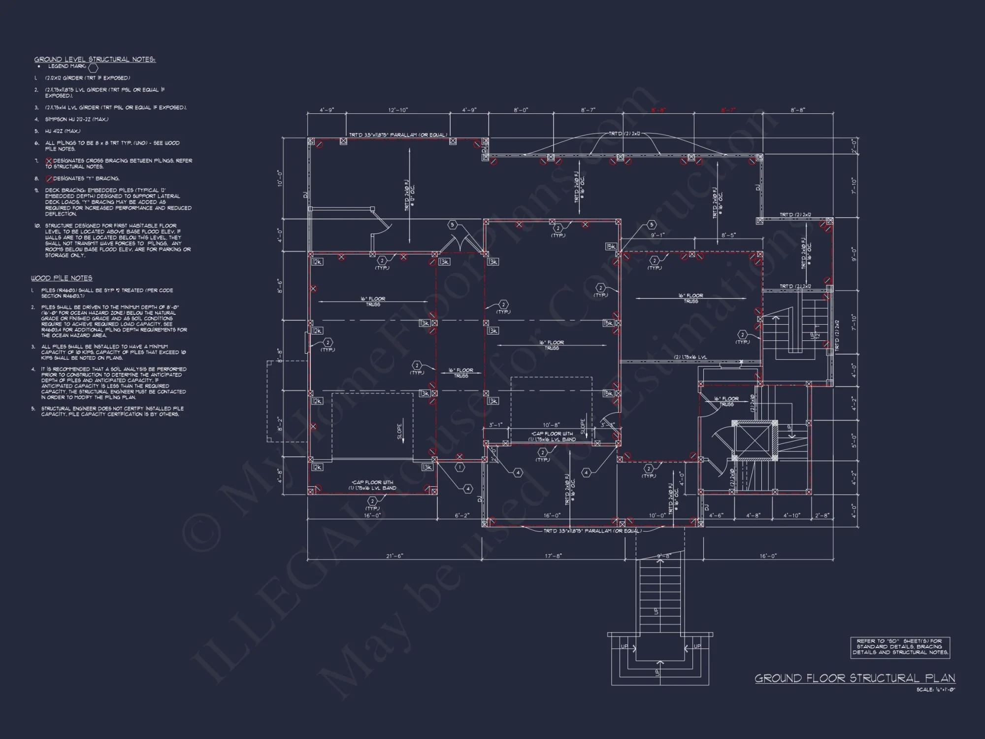 Beach house Plan with 4 Bedrooms, 3 Floors, Architectural Designs