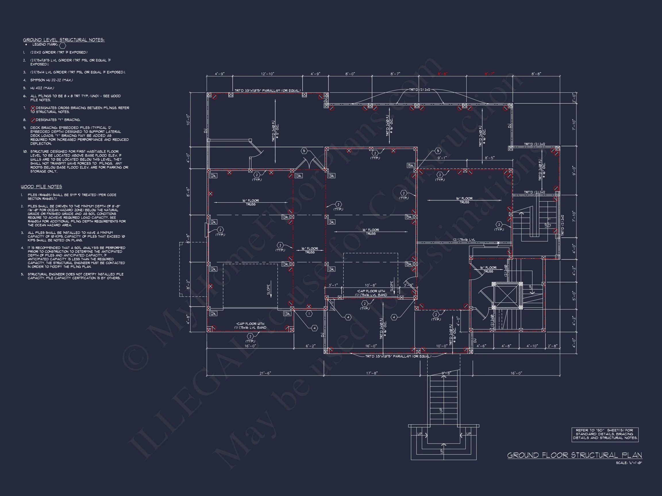 Beach house Plan with 4 Bedrooms, 3 Floors, Architectural Designs