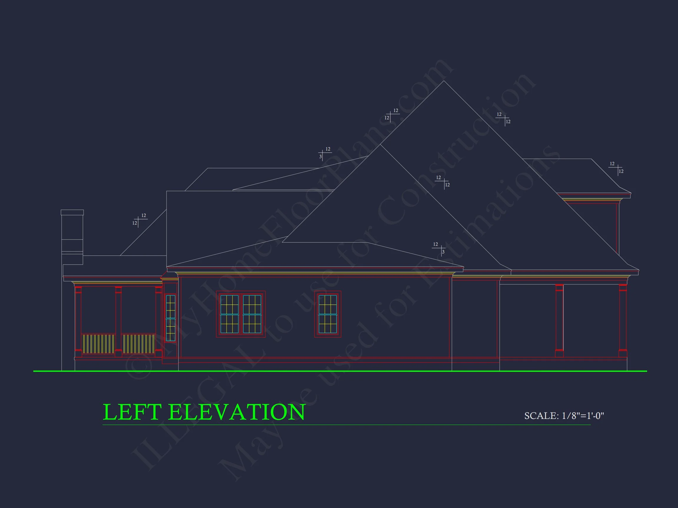 16-1171 HOUSE PLAN - Elegant Traditional House Plan with Detailed Architecture & CAD 4 Elegant Traditional house Plan with Detailed Architecture & CAD