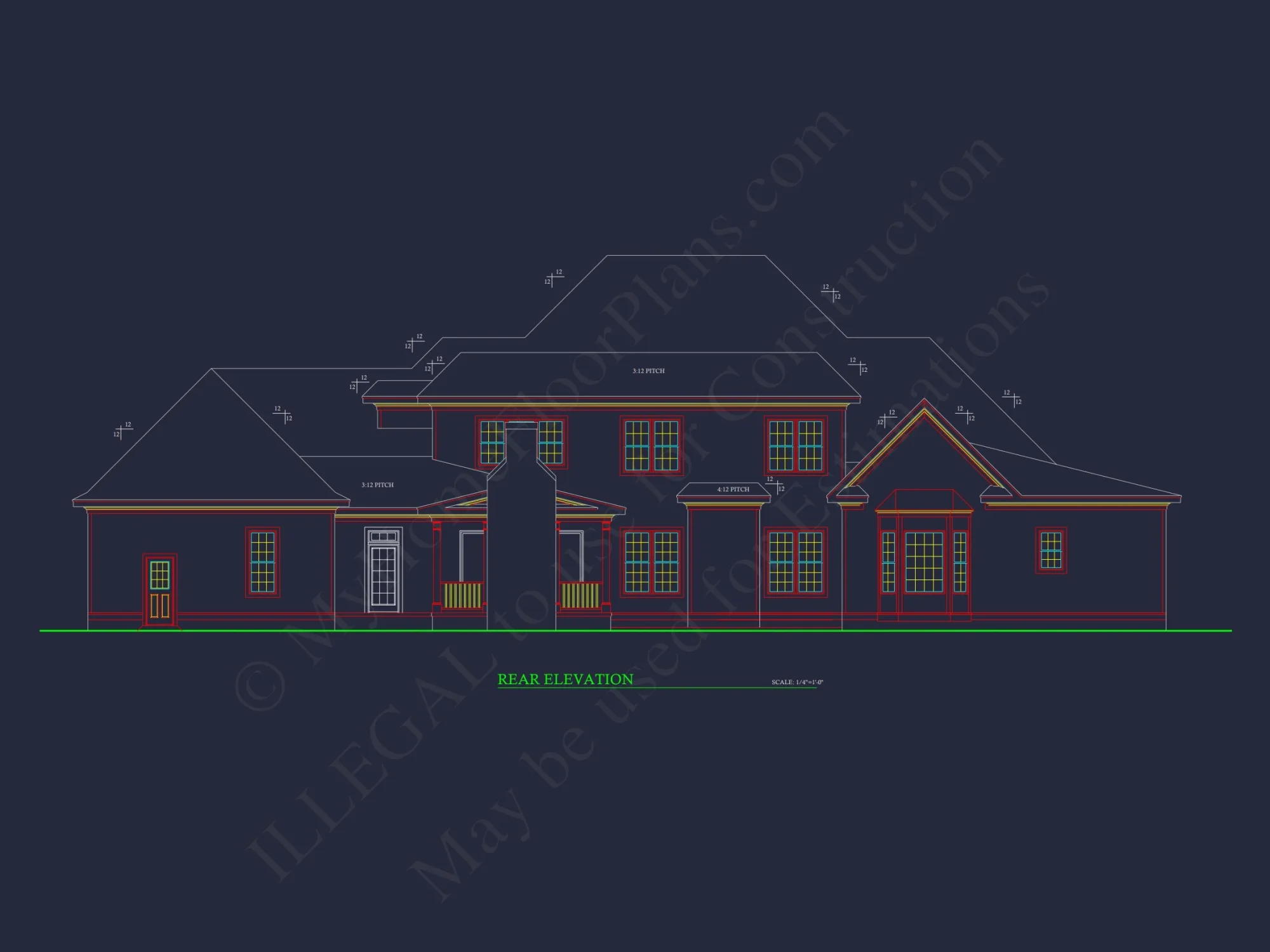 Elegant Traditional house Plan with Detailed Architecture & CAD