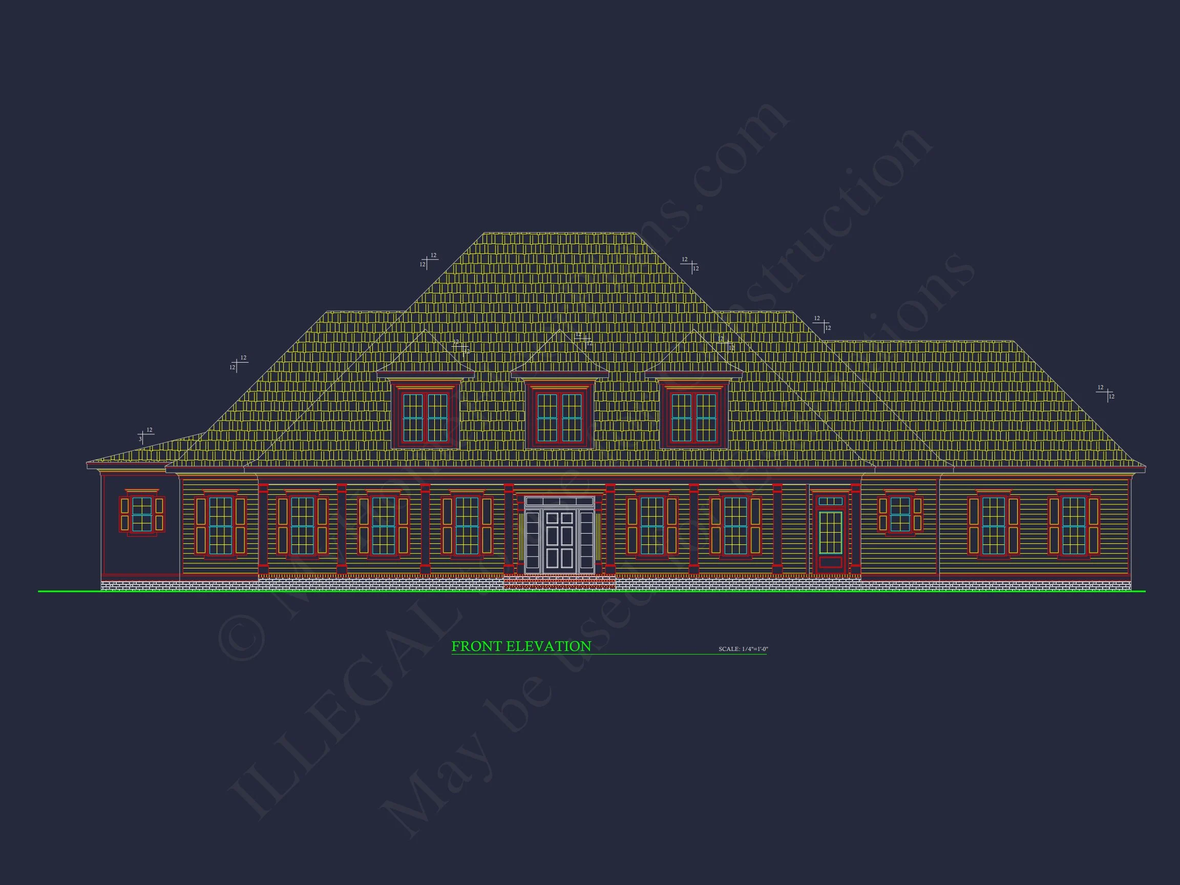 16-1171 HOUSE PLAN - Elegant Traditional House Plan with Detailed Architecture & CAD 2 Elegant Traditional house Plan with Detailed Architecture & CAD