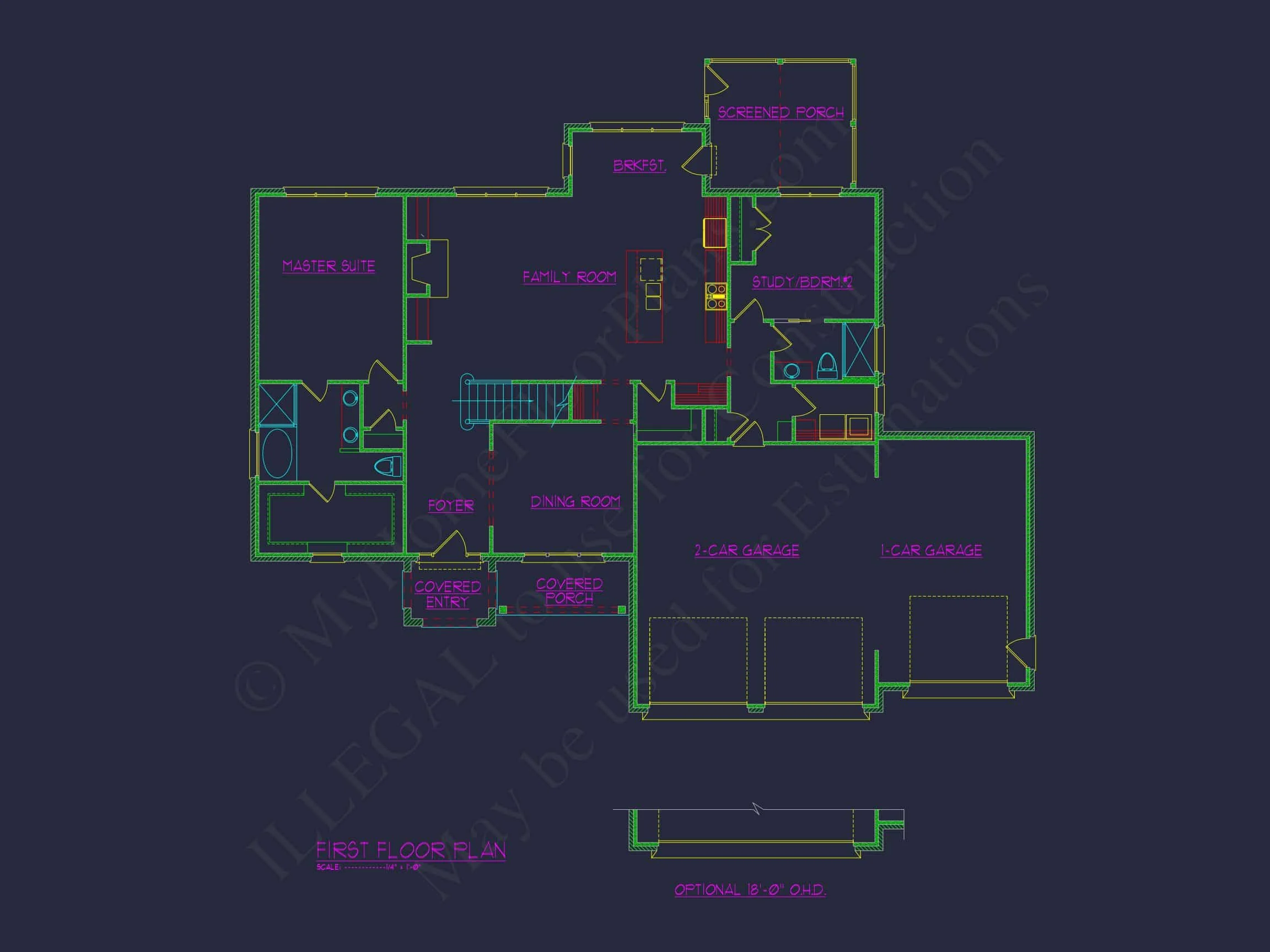 Craftsman house Plan with 2-Story CAD Design & Spacious Layout
