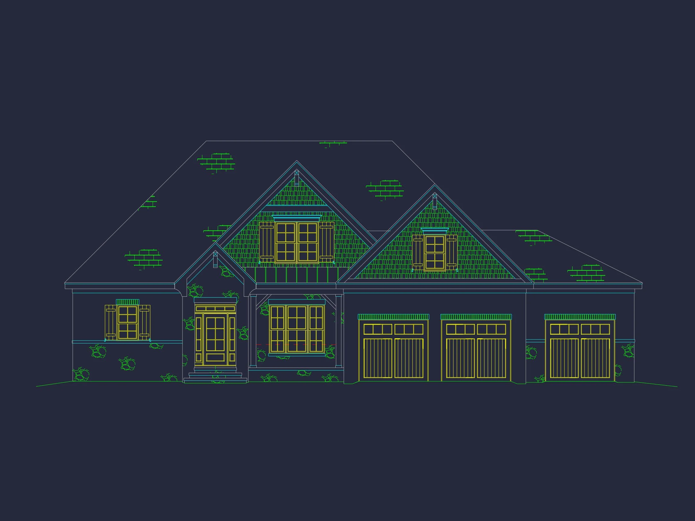 Craftsman house Plan with 2-Story CAD Design & Spacious Layout