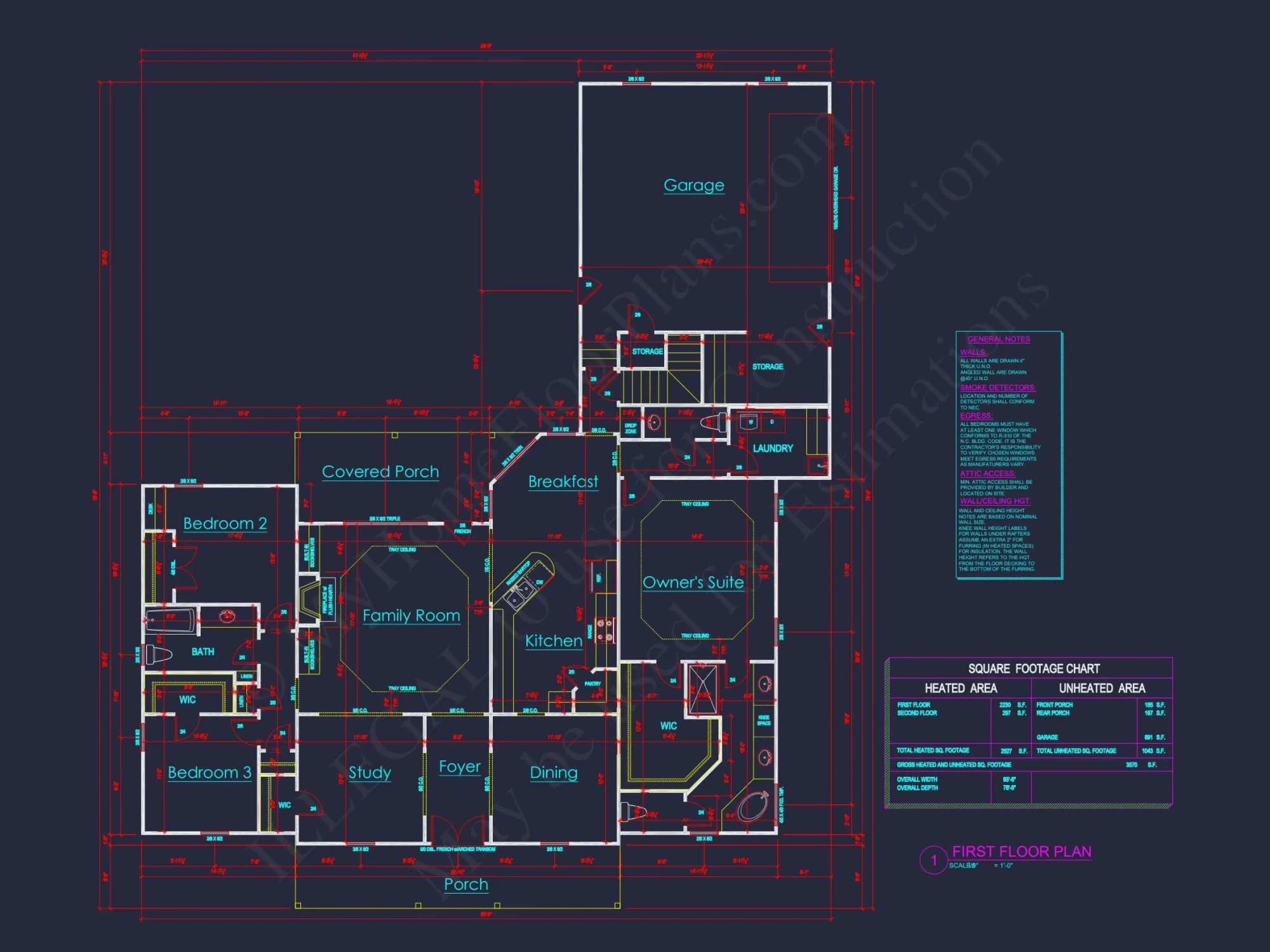 Elegant Southern house Plan with CAD Blueprint Designs