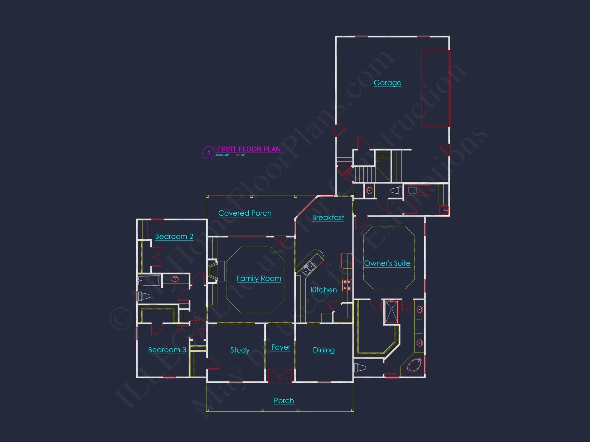 Elegant Southern house Plan with CAD Blueprint Designs