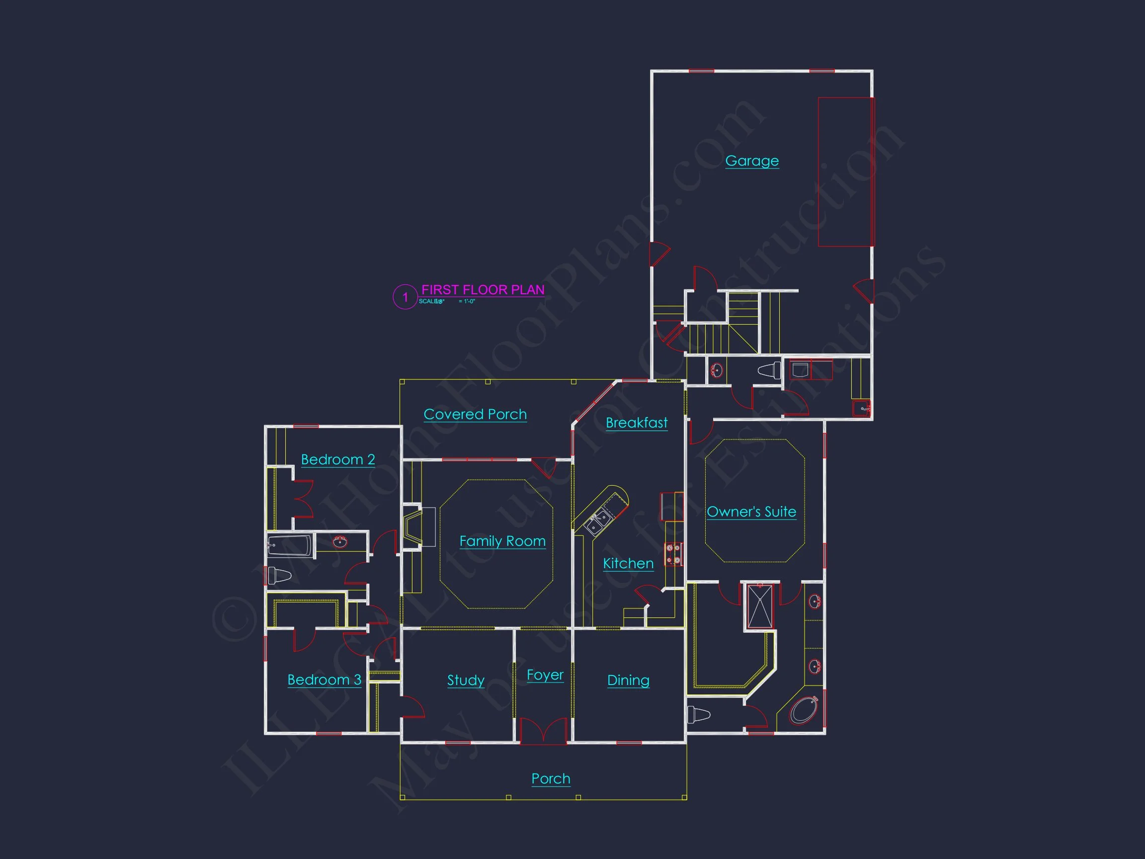 16-1095 HOUSE PLAN - Elegant Southern House Plan with CAD Blueprint Designs 6 Elegant Southern house Plan with CAD Blueprint Designs