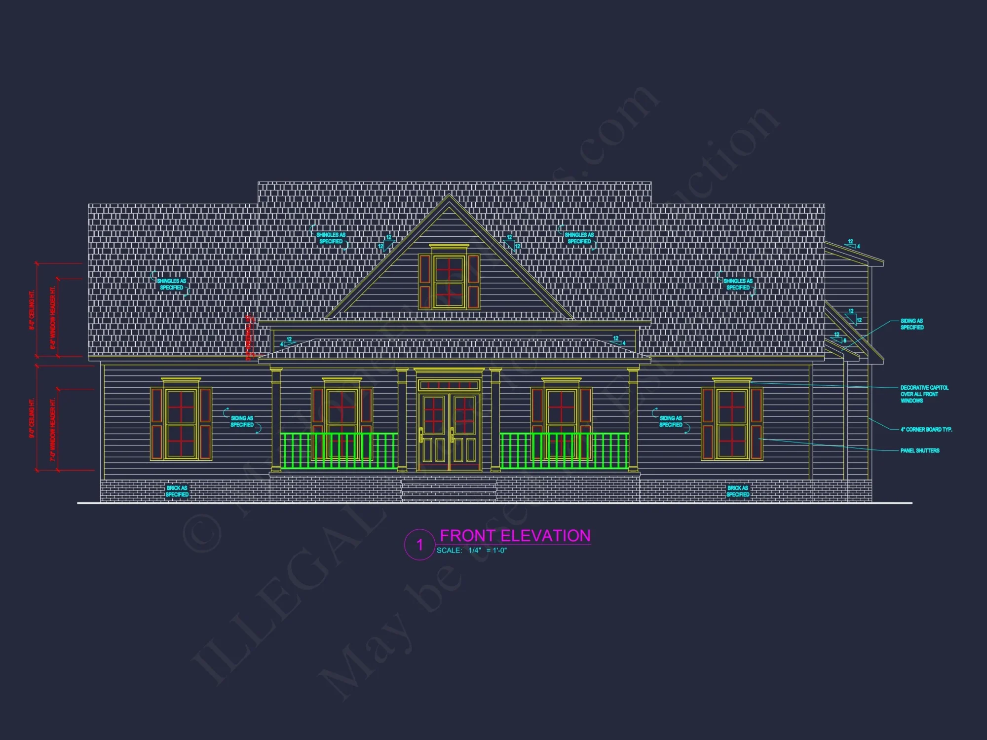 Elegant Southern house Plan with CAD Blueprint Designs