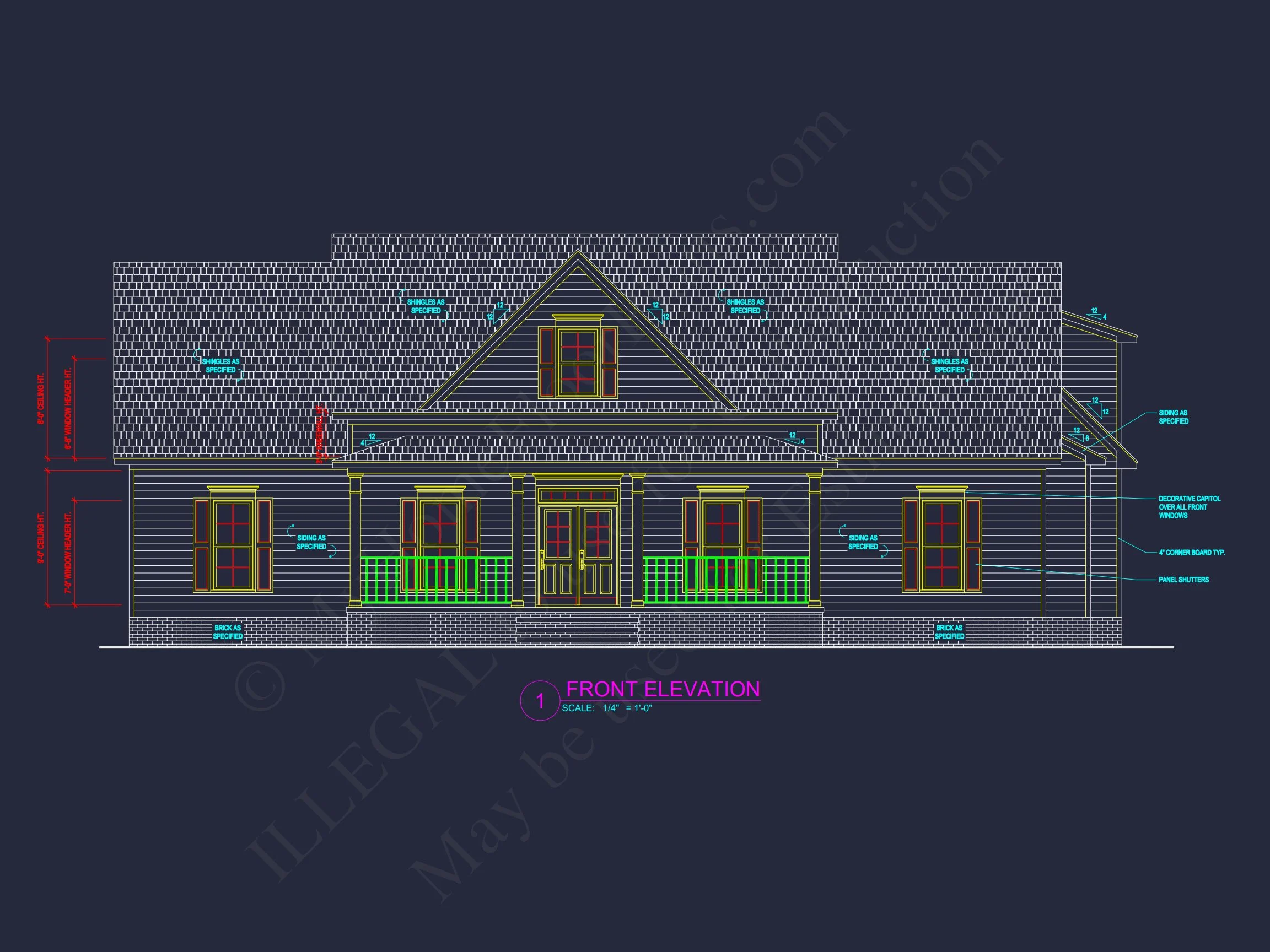 16-1095 HOUSE PLAN - Elegant Southern House Plan with CAD Blueprint Designs 2 Elegant Southern house Plan with CAD Blueprint Designs