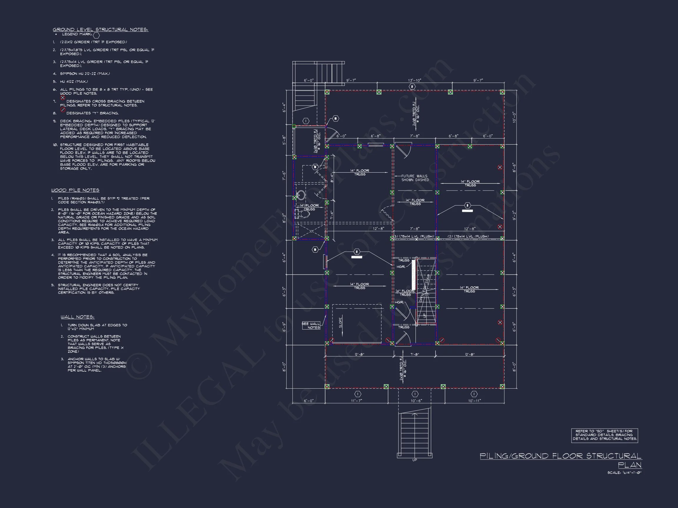16-1093 HOUSE PLAN - Beach House Blueprint with CAD Designs and Floor Plans 12 Beach house Blueprint with CAD Designs and Floor Plans