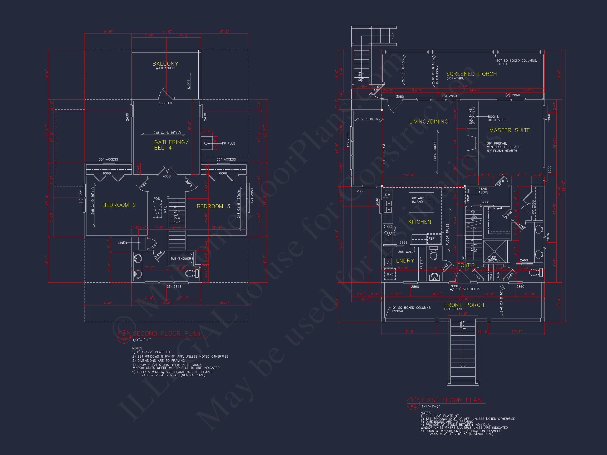 16-1093 HOUSE PLAN - Beach House Blueprint with CAD Designs and Floor Plans 6 Beach house Blueprint with CAD Designs and Floor Plans