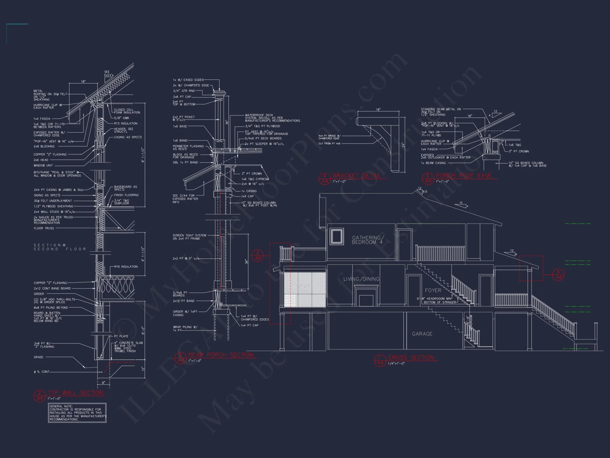 Beach house Blueprint with CAD Designs and Floor Plans