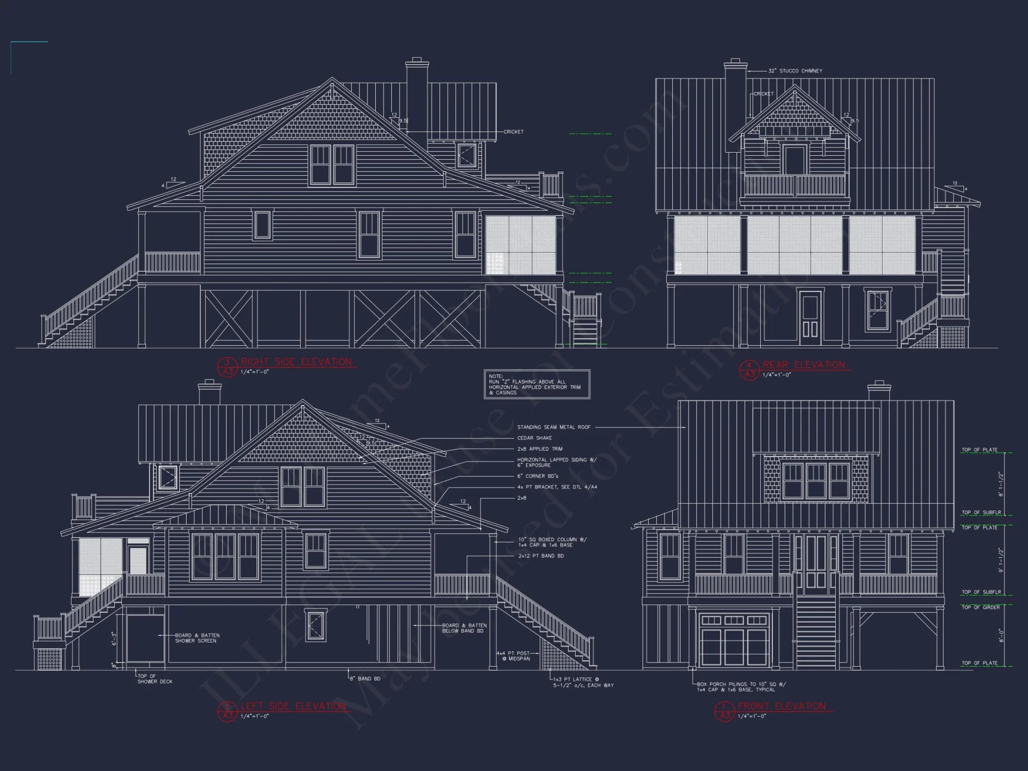 Beach house Blueprint with CAD Designs and Floor Plans
