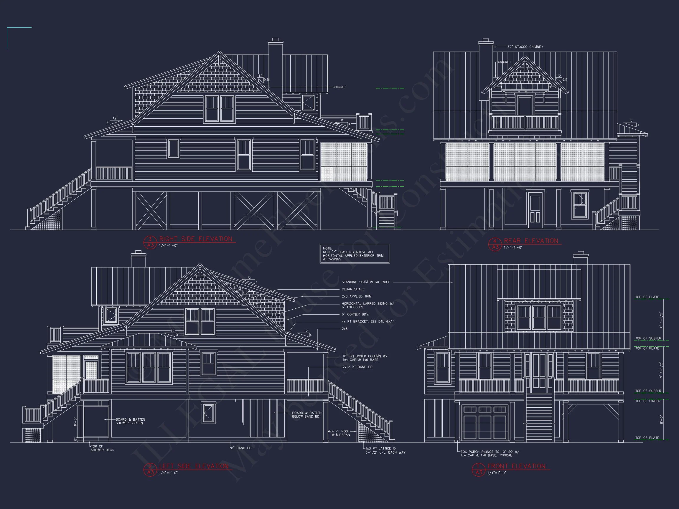 16-1093 HOUSE PLAN - Beach House Blueprint with CAD Designs and Floor Plans 2 Beach house Blueprint with CAD Designs and Floor Plans