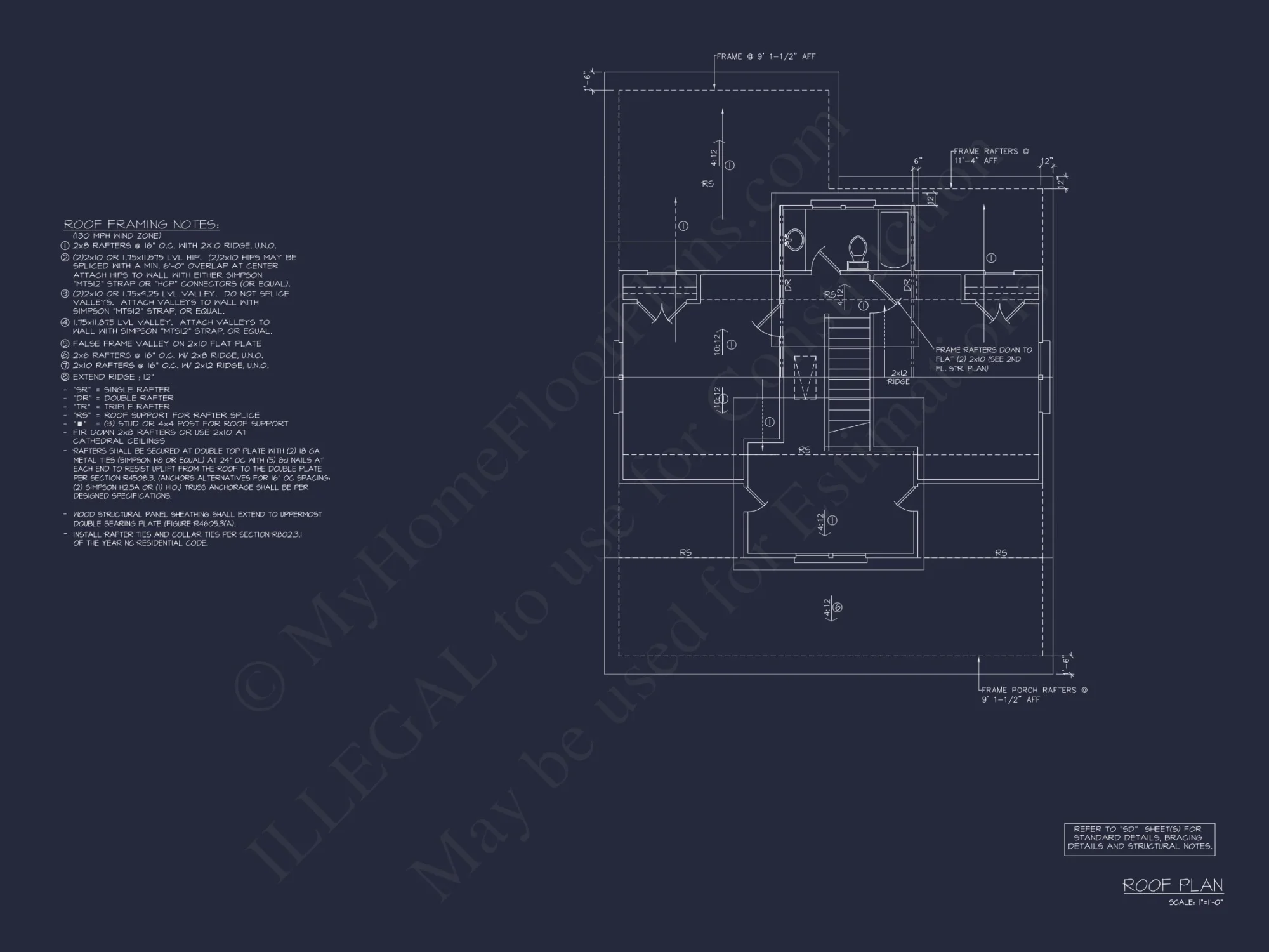 Modern Beach house Floor Plan with 4 Beds and Garage