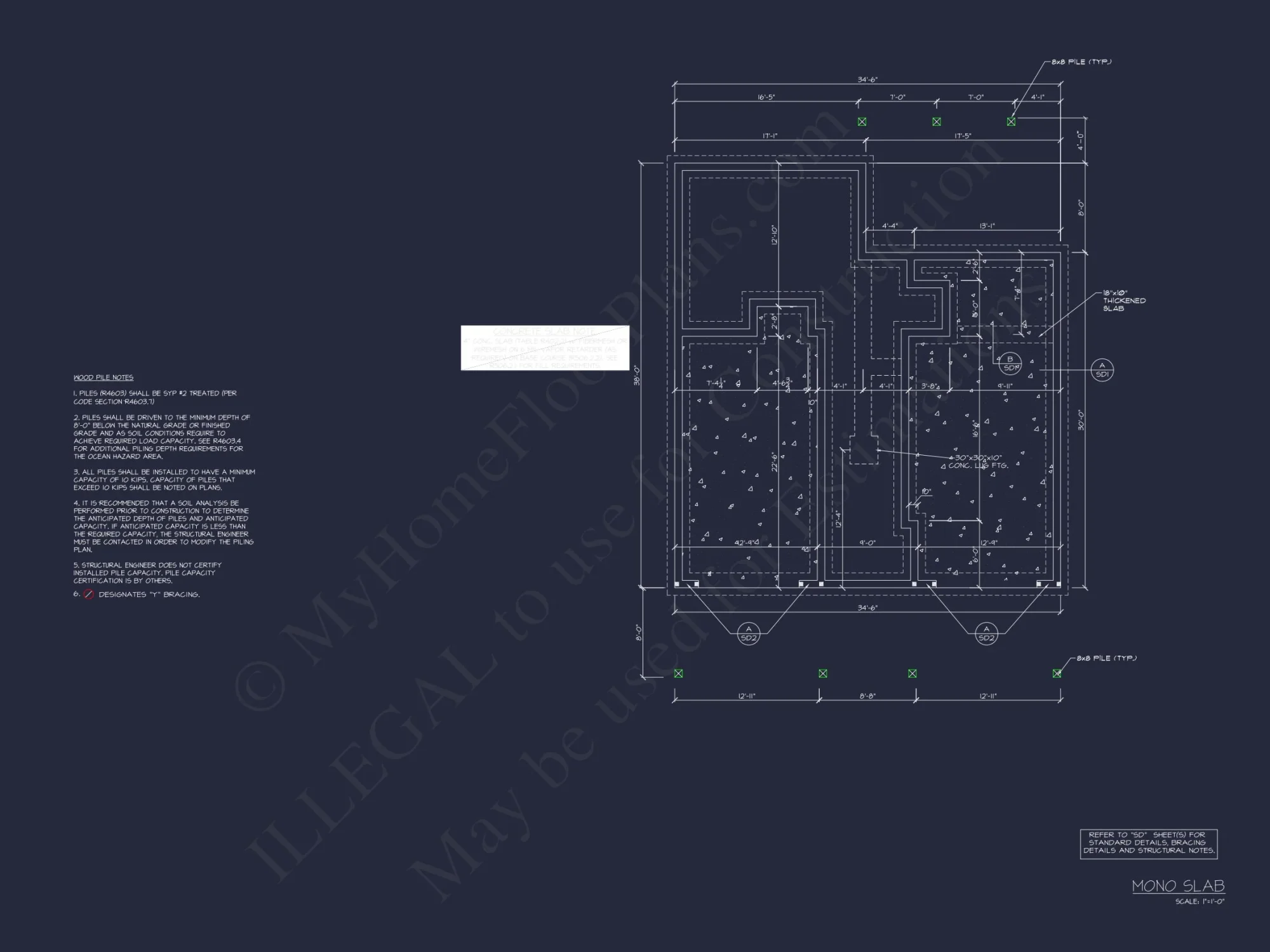 Modern Beach house Floor Plan with 4 Beds and Garage