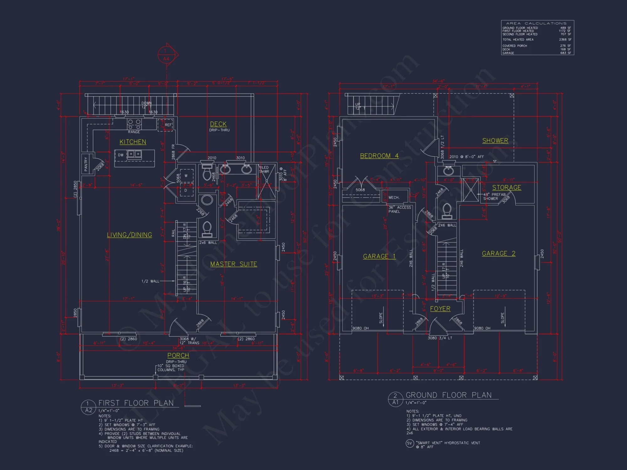 Modern Beach house Floor Plan with 4 Beds and Garage