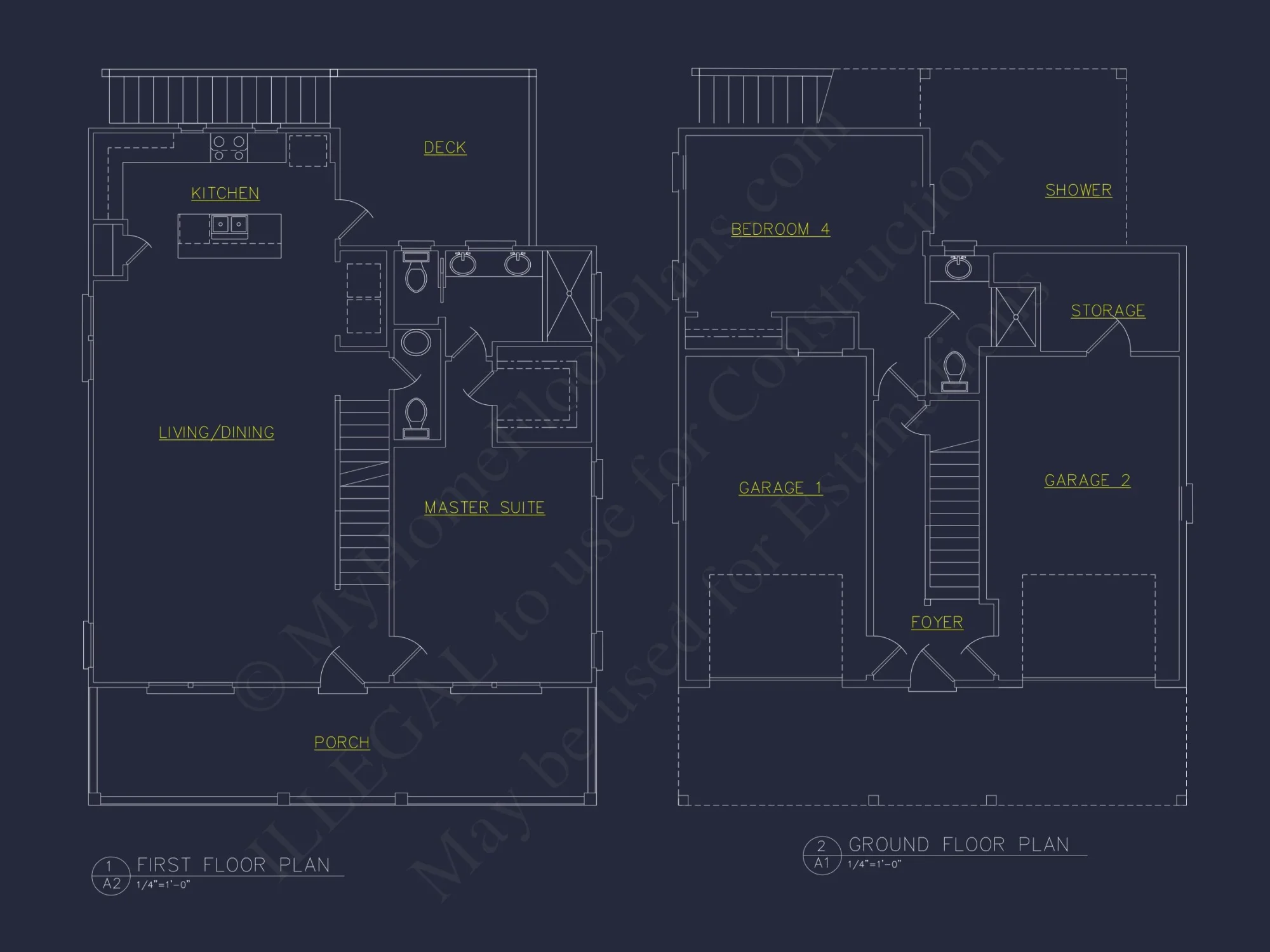 Modern Beach house Floor Plan with 4 Beds and Garage