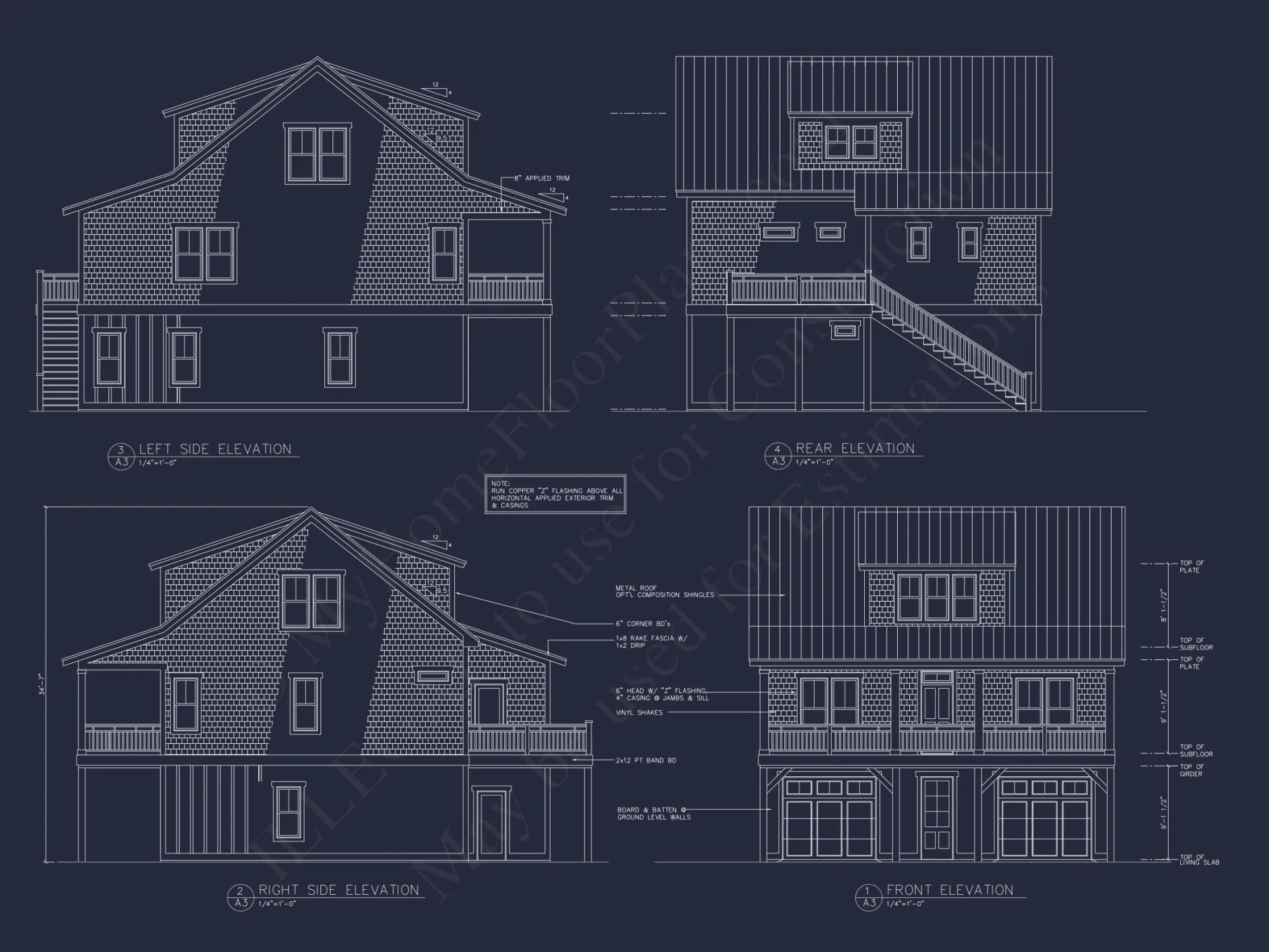 Modern Beach house Floor Plan with 4 Beds and Garage