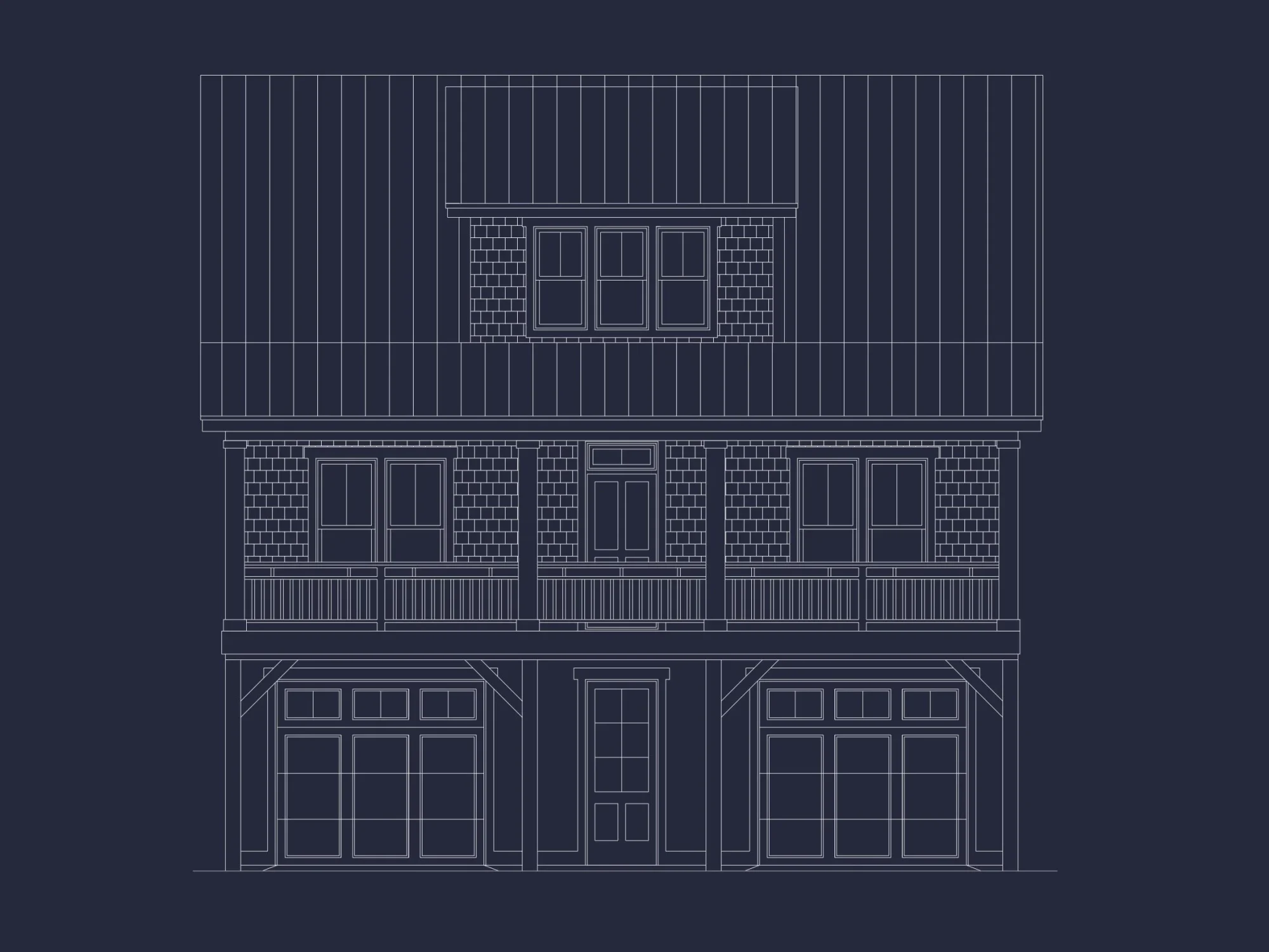 Modern Beach house Floor Plan with 4 Beds and Garage